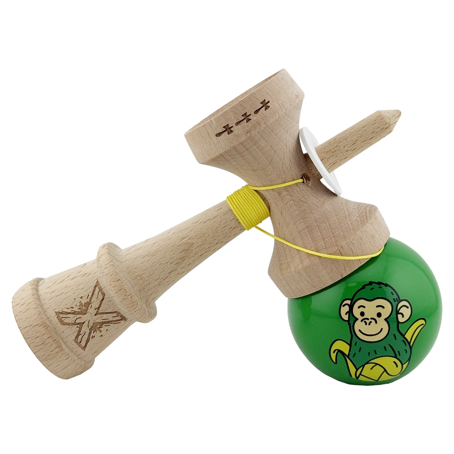 Kendama X Originala, Profesionala, Flippy, Green Monkey, Super Sticky cu Cupe Mari King Size V3, Rulment Metalic si