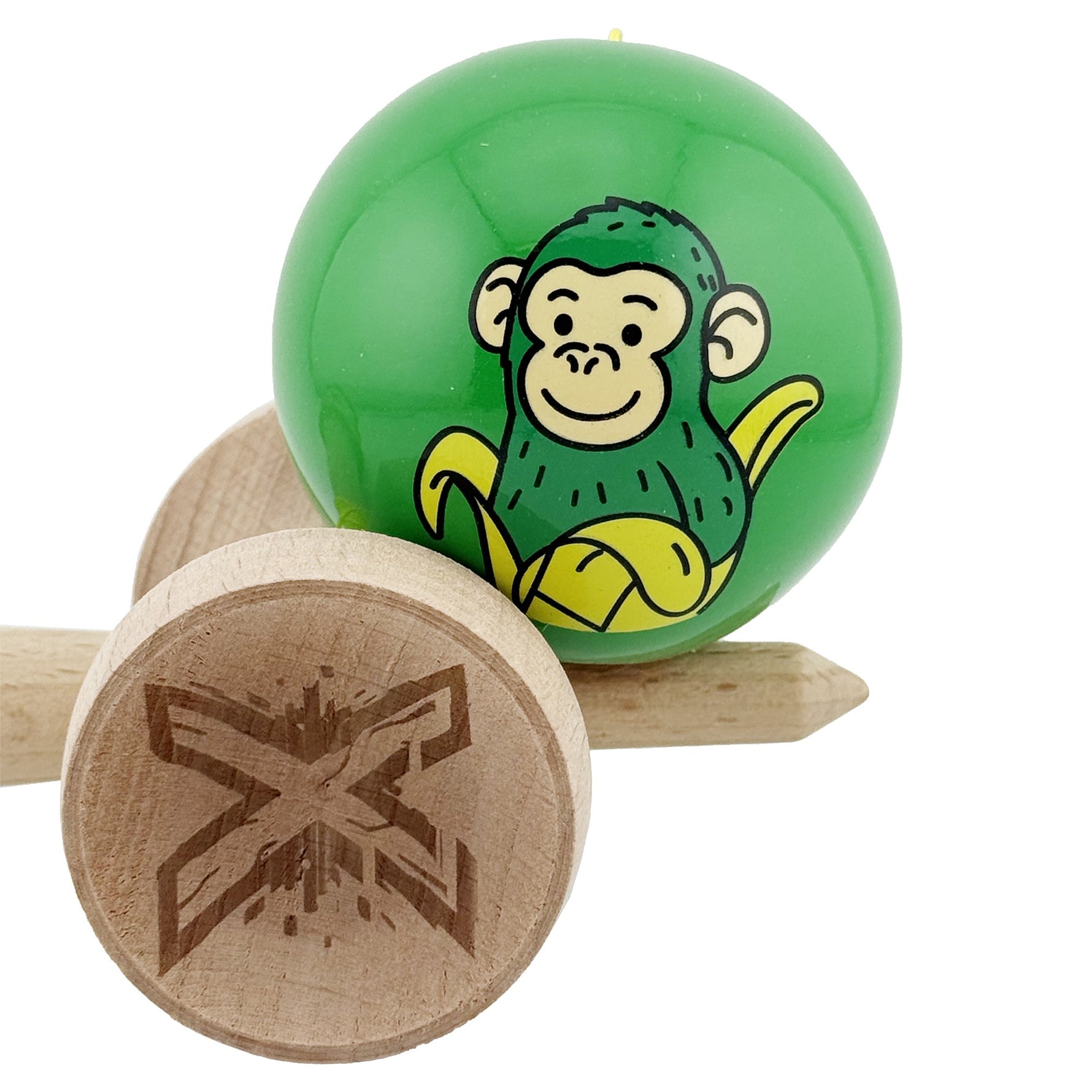 Kendama X Originala, Profesionala, Flippy, Green Monkey, Super Sticky cu Cupe Mari King Size V3, Rulment Metalic si