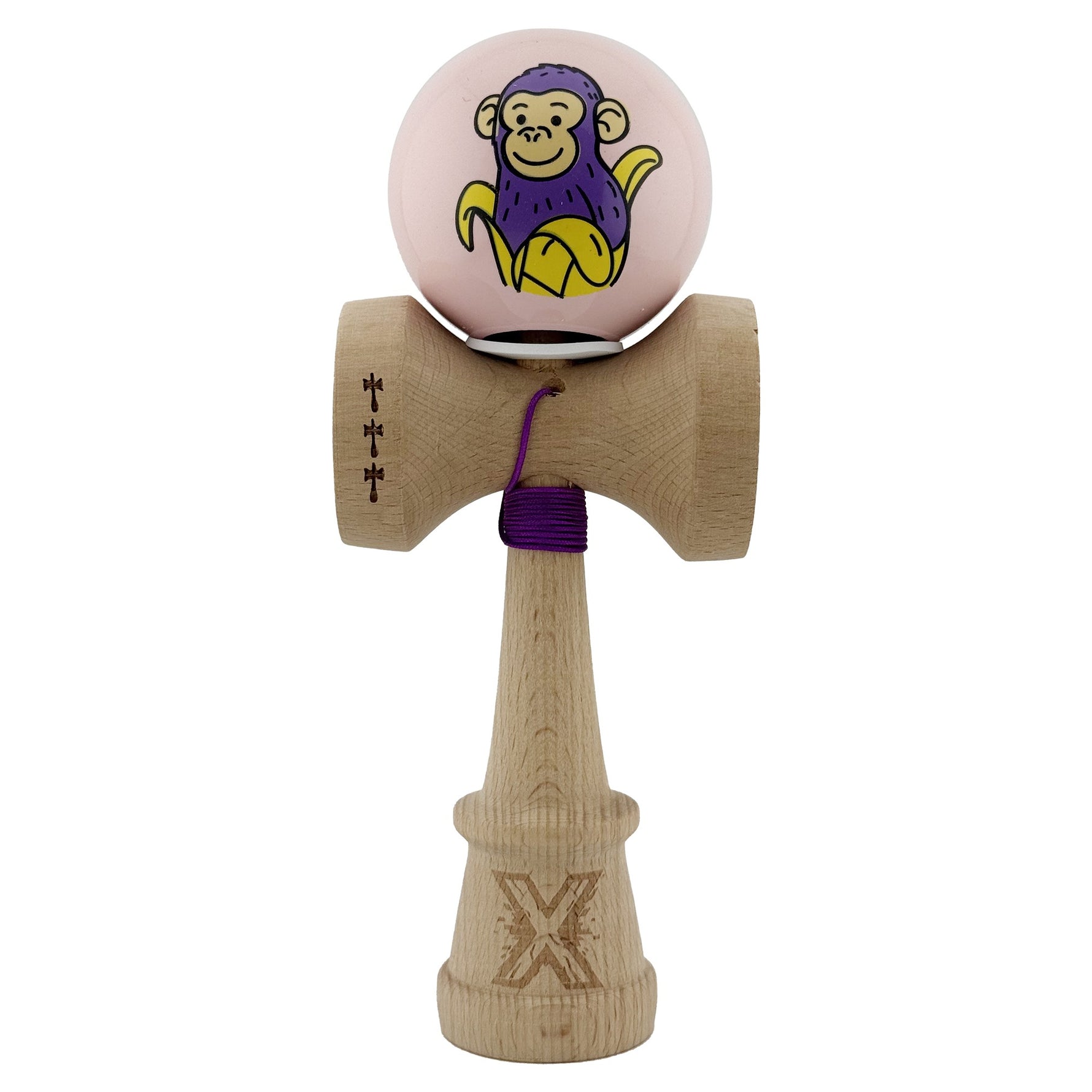 Kendama X Originala, Profesionala, Flippy, Violet Monkey, Super Sticky cu Cupe Mari King Size V3, Rulment Metalic si