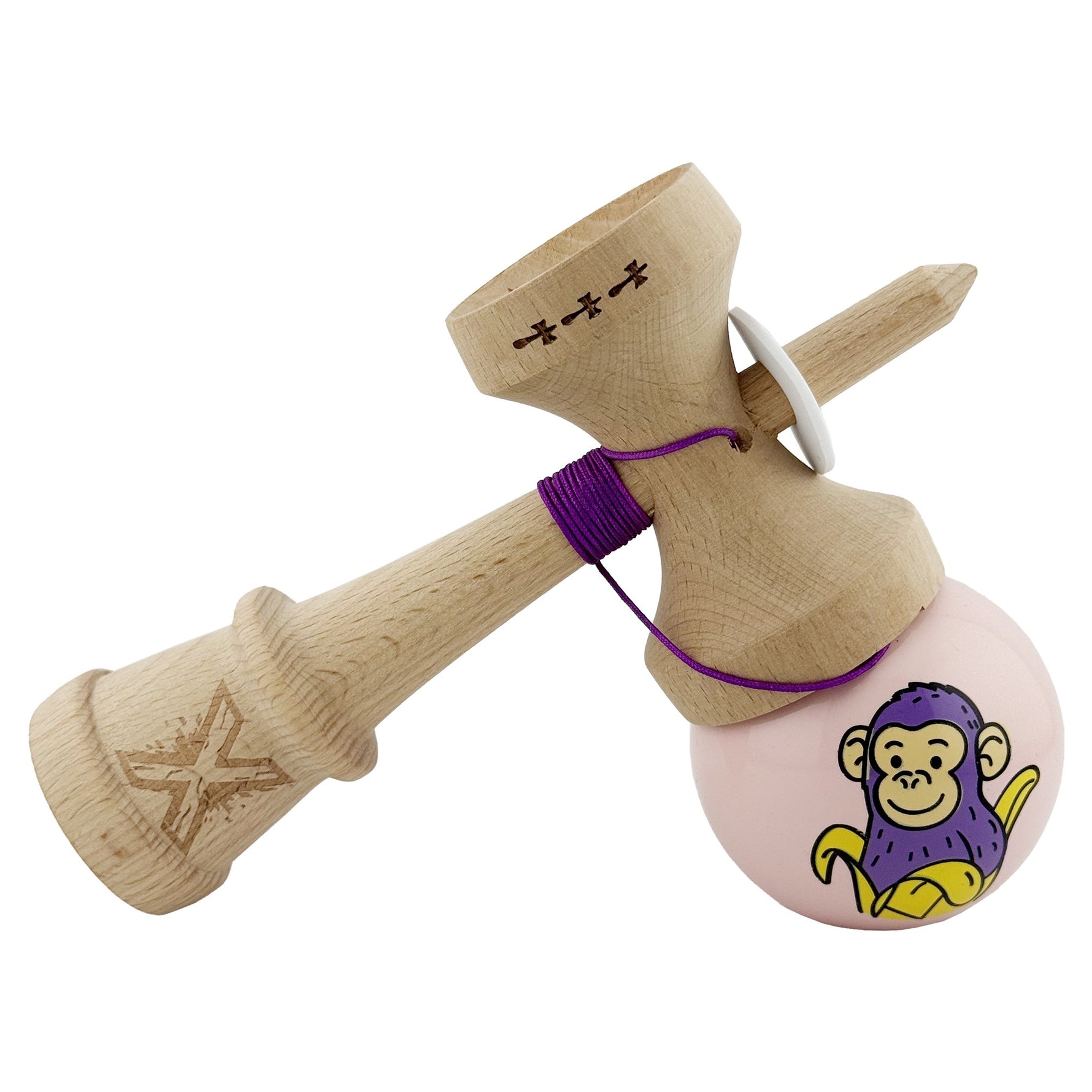 Kendama X Originala, Profesionala, Flippy, Violet Monkey, Super Sticky cu Cupe Mari King Size V3, Rulment Metalic si