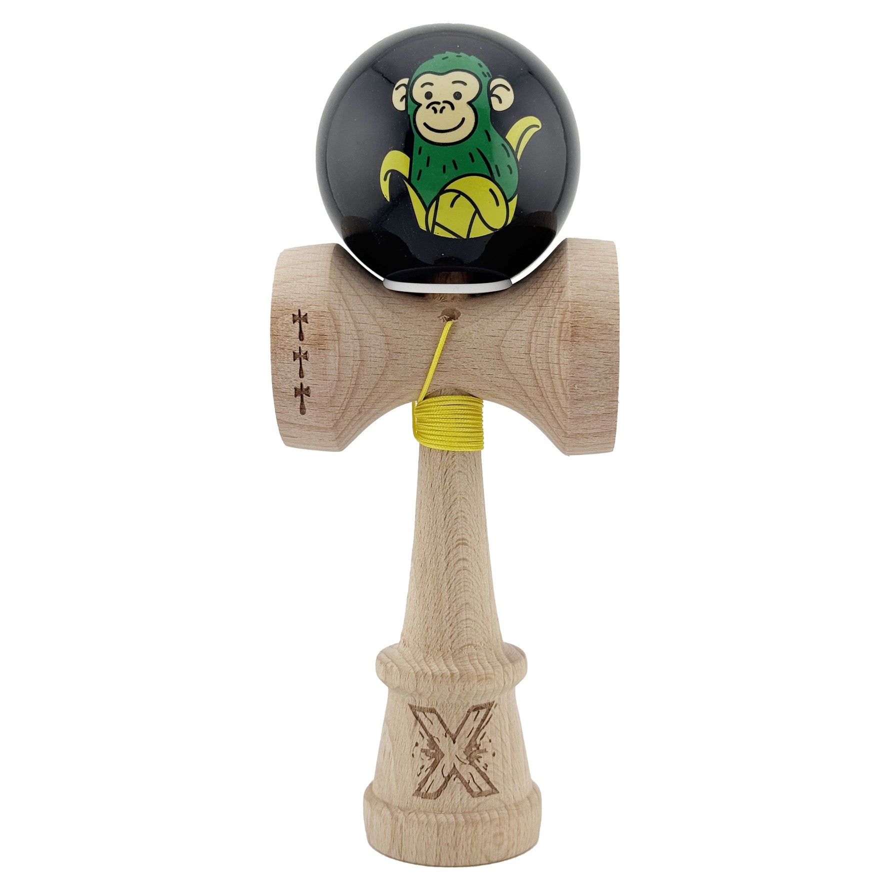 Kendama X Originala, Profesionala, Flippy, Green Monkey, Super Sticky cu Cupe Mari King Size V3, Rulment Metalic si