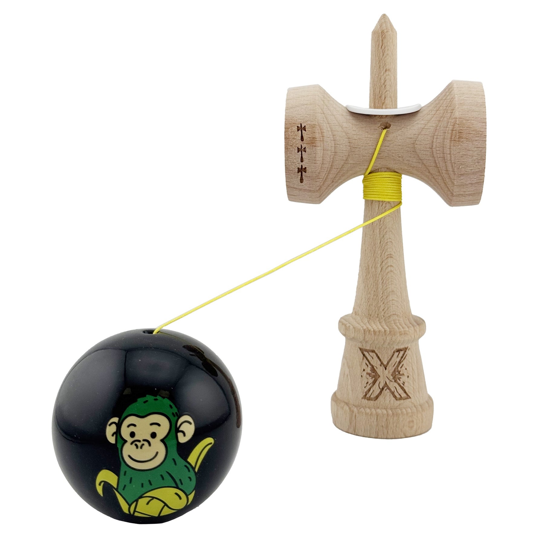 Kendama X Originala, Profesionala, Flippy, Green Monkey, Super Sticky cu Cupe Mari King Size V3, Rulment Metalic si