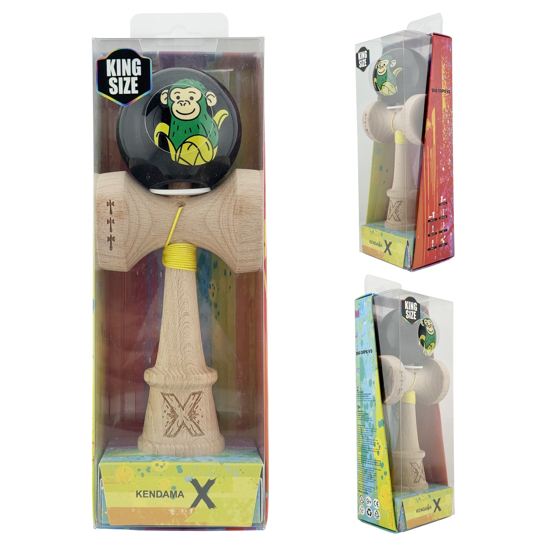 Kendama X Originala, Profesionala, Flippy, Green Monkey, Super Sticky cu Cupe Mari King Size V3, Rulment Metalic si