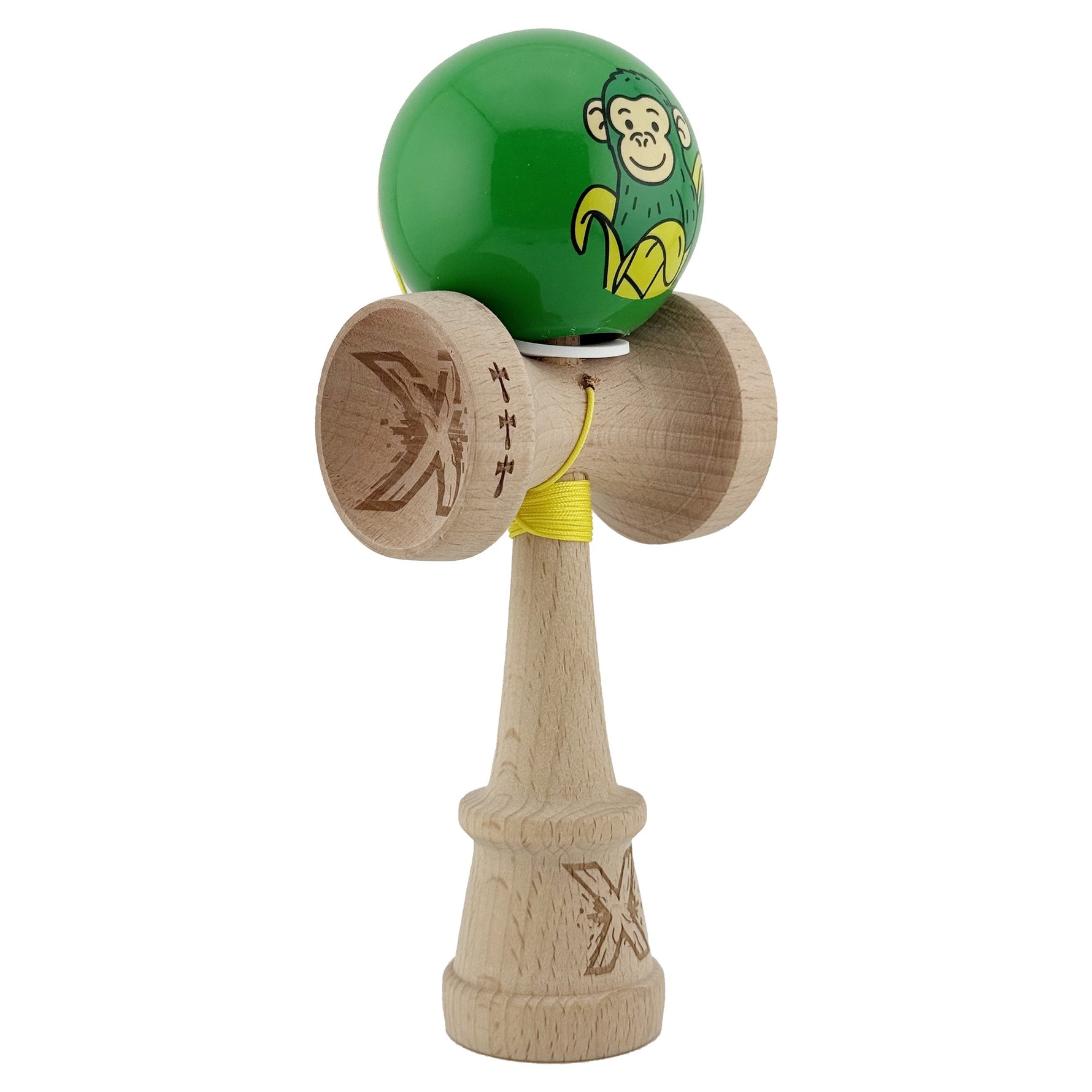 Kendama X Originala, Profesionala, Flippy, Green Monkey, Super Sticky cu Cupe Mari King Size V3, Rulment Metalic si