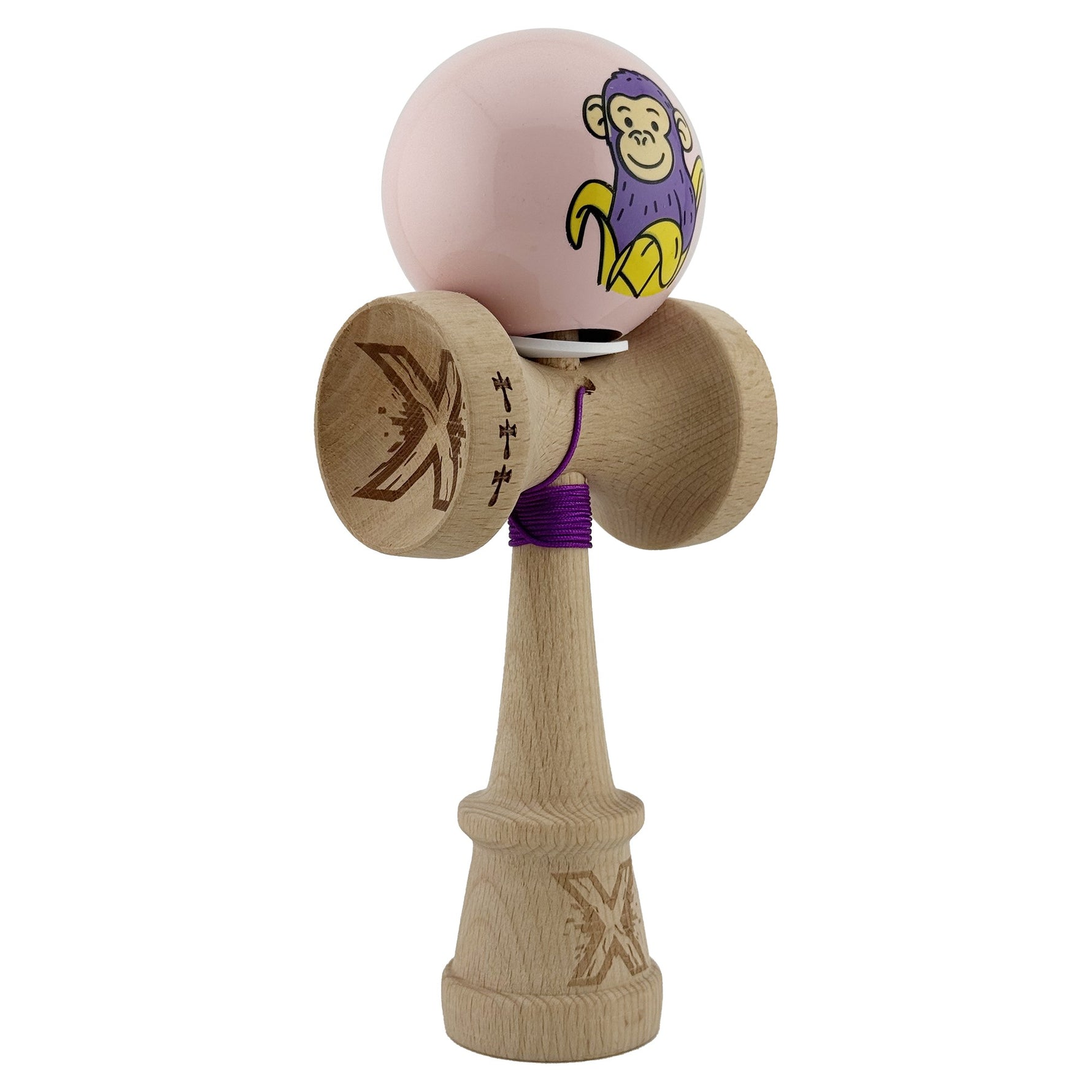 Kendama X Originala, Profesionala, Flippy, Violet Monkey, Super Sticky cu Cupe Mari King Size V3, Rulment Metalic si
