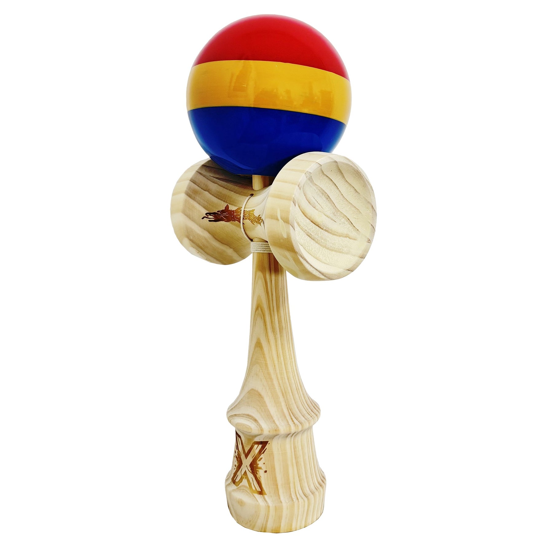 Kendama X Originala, Profesionala, Flippy, Inaltime 52 cm, SUPER BIG cu Cupe KING SIZE, Bila Super Sticky, Diametrul 17
