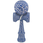 Kendama X Originala, Profesionala, Flippy, Kendama Cracked, din Lemn – 18 cm, Albastru/alb