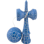 Kendama X Originala, Profesionala, Flippy, Kendama Cracked, din Lemn – 18 cm, Crack Albastru/Alb