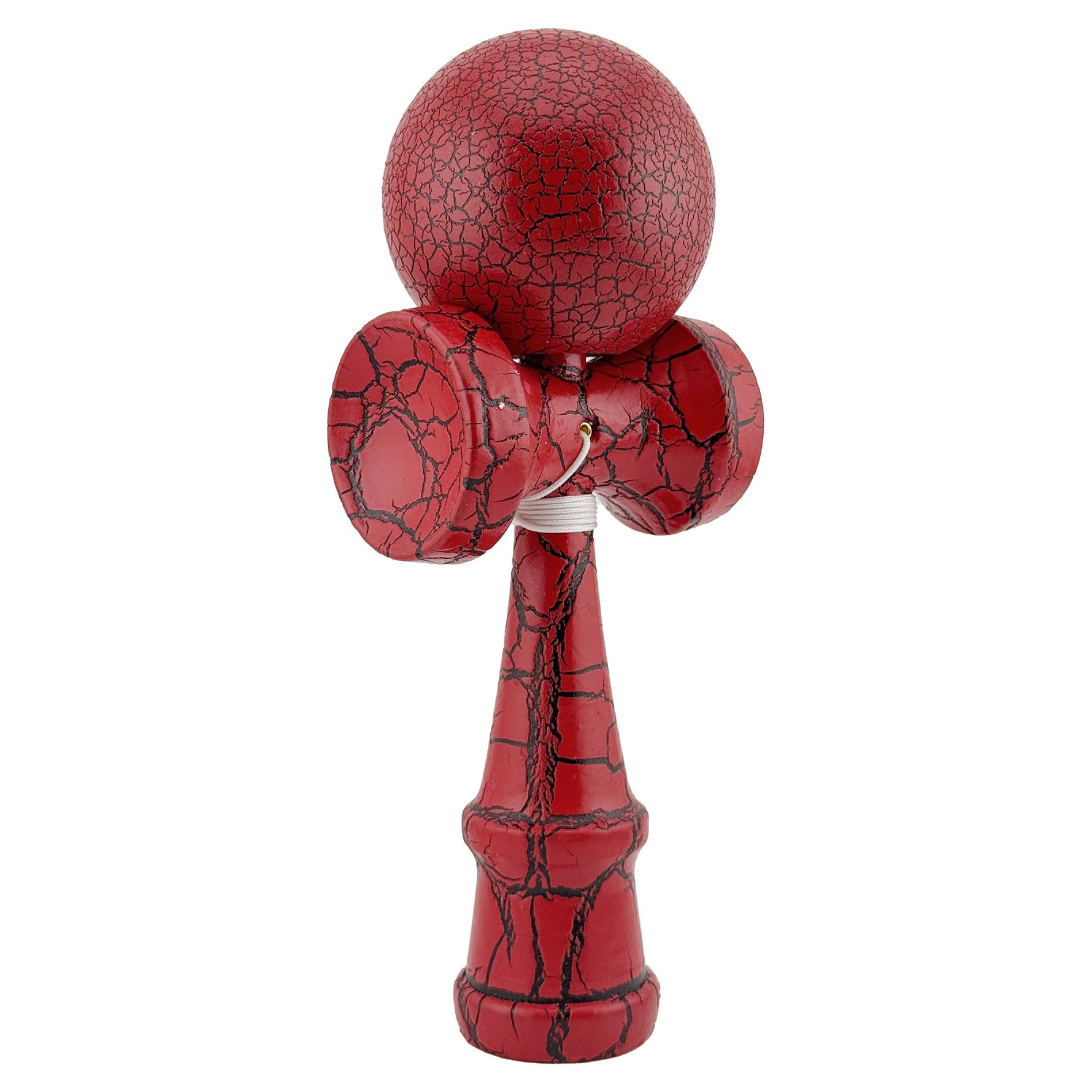 Kendama X Originala, Profesionala, Flippy, Kendama Cracked, din Lemn, 18 cm, Rosu/Negru