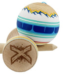 Kendama X Originala, Profesionala, Flippy, MOUNTAINS, Model Anti Skid cu Cupe Mari KING SIZE V3, Gaura in Baza, Rulment