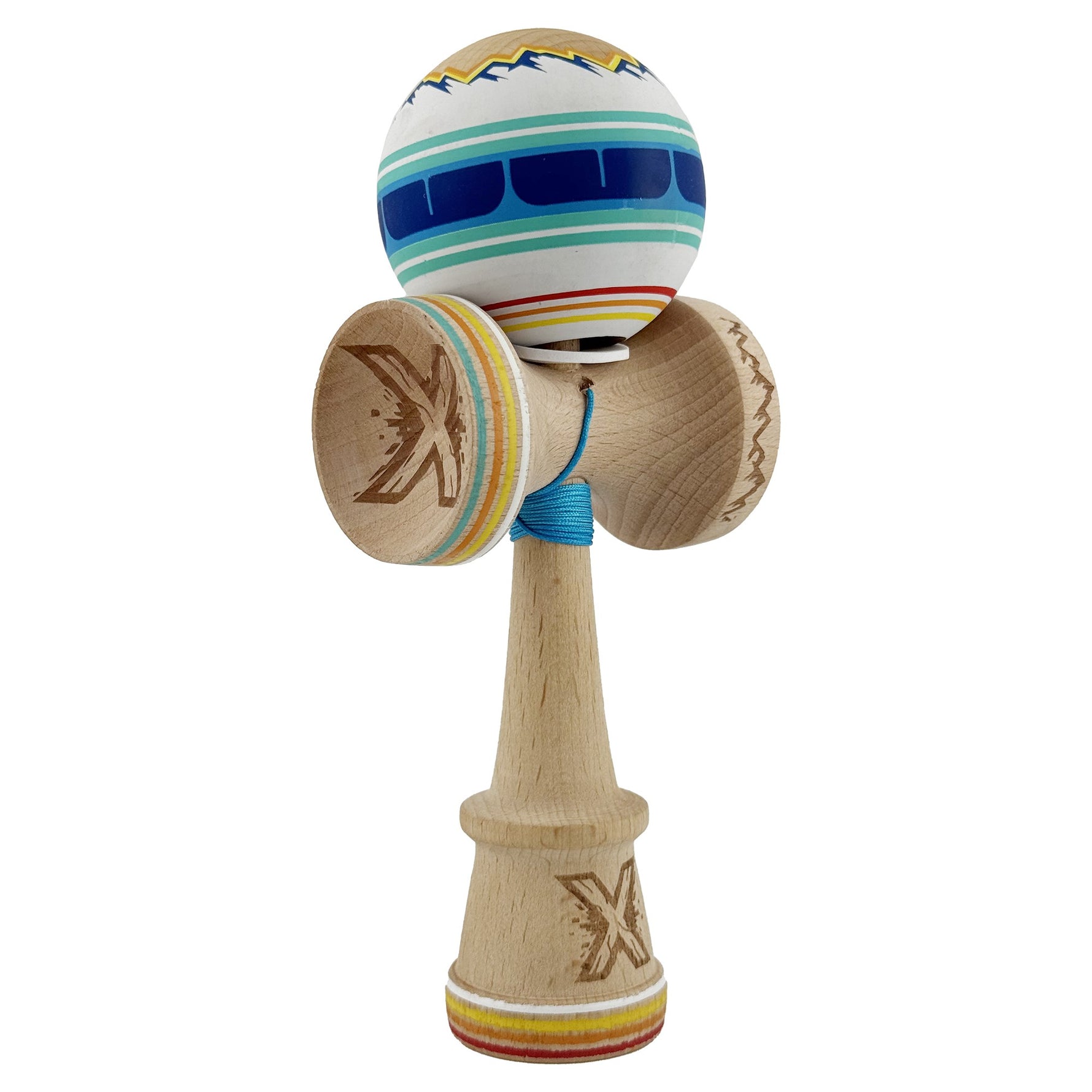 Kendama X Originala, Profesionala, Flippy, MOUNTAINS, Model Anti Skid cu Cupe Mari KING SIZE V3, Gaura in Baza, Rulment
