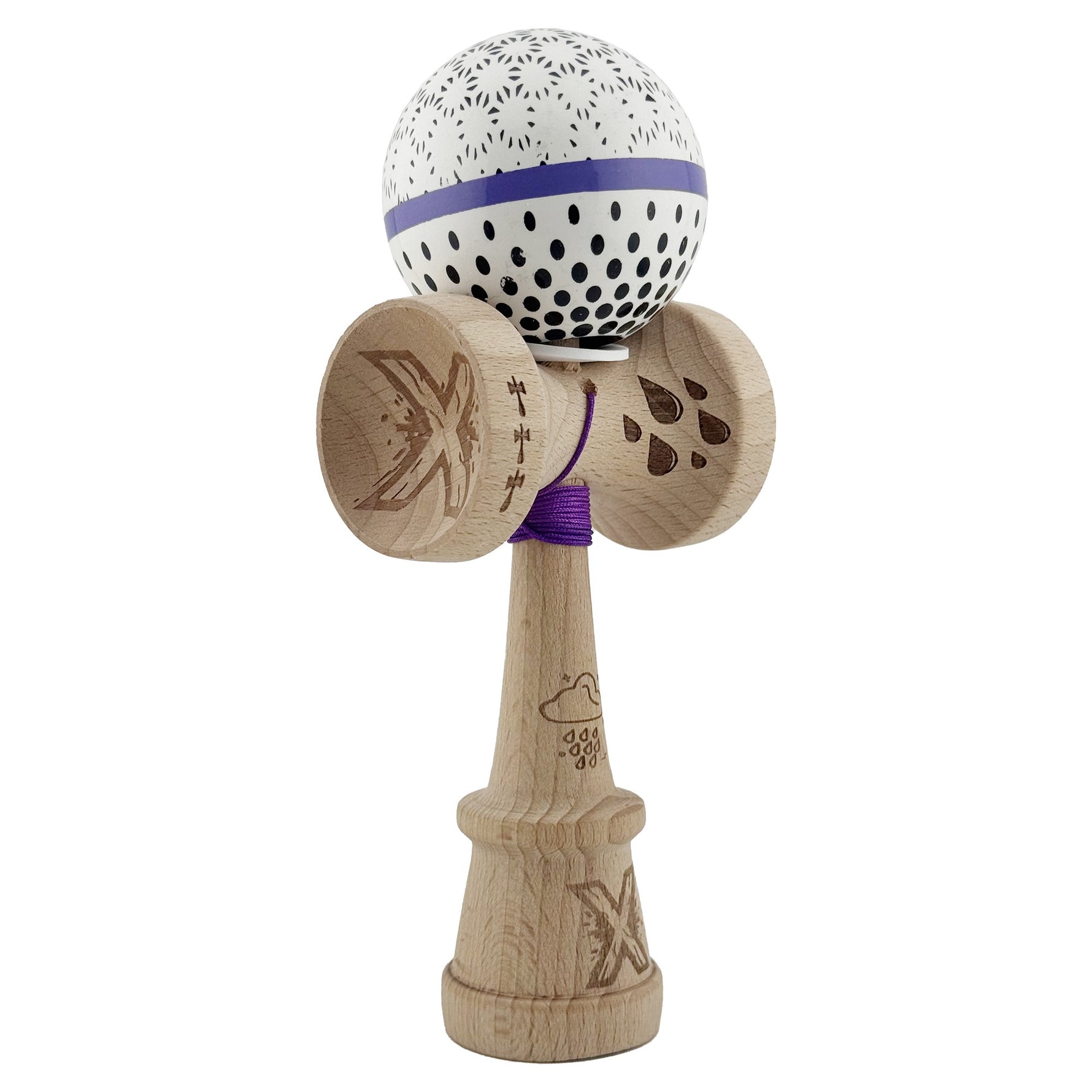 Kendama X Originala, Profesionala, Flippy, RAINDROPS, Super Sticky cu Cupe Mari KING SIZE V3, Gaura in Baza, Rulment