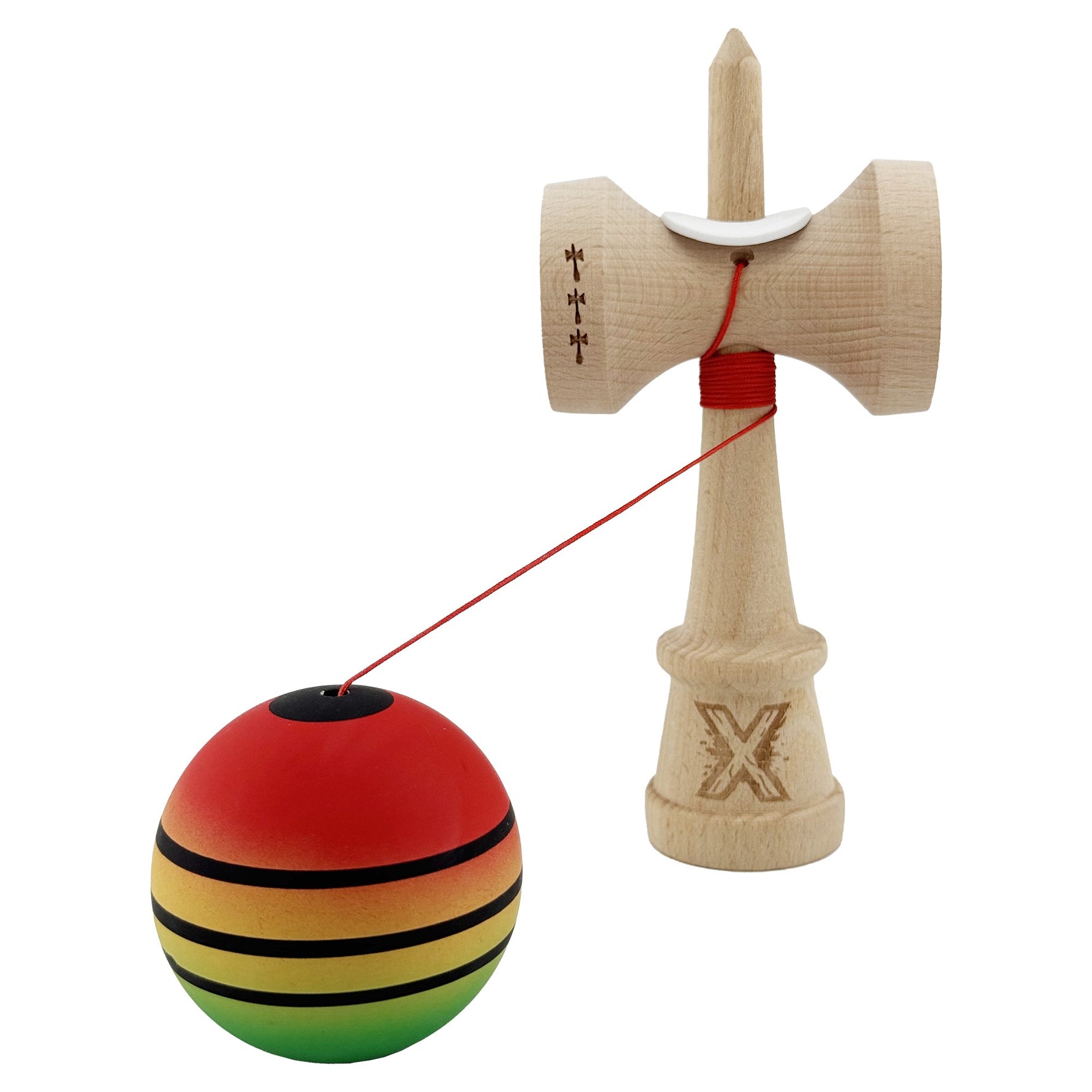 Kendama X Originala, Profesionala, Flippy, Rubber Grip, Cupe Mari KING SIZE V3, Gaura in Baza, Rulment Metalic, din