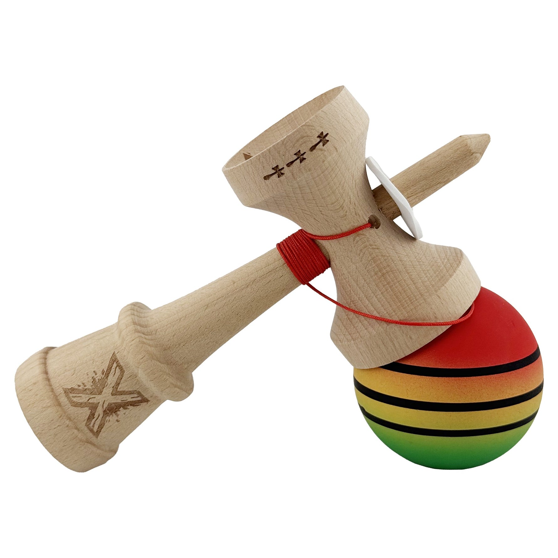 Kendama X Originala, Profesionala, Flippy, Rubber Grip, Cupe Mari KING SIZE V3, Gaura in Baza, Rulment Metalic, din