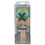 Kendama X Originala, Profesionala, Flippy, Rubber Grip, din Lemn, 18 cm, Galben/Albastru/Verde