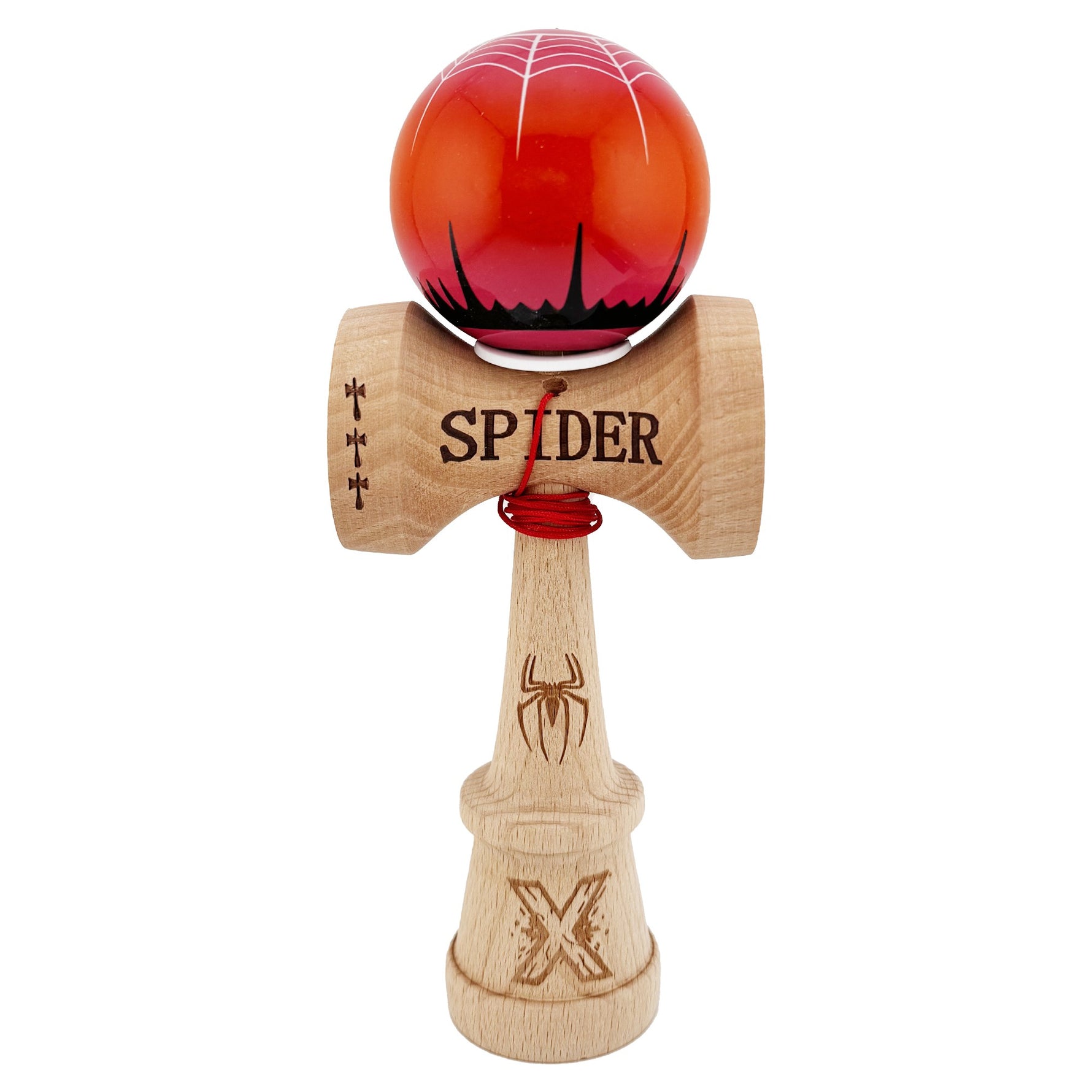 Kendama X Originala, Profesionala, Flippy, SPIDER KING, Super Sticky cu Cupe Mari KING SIZE V3, Gaura in Baza, Rulment