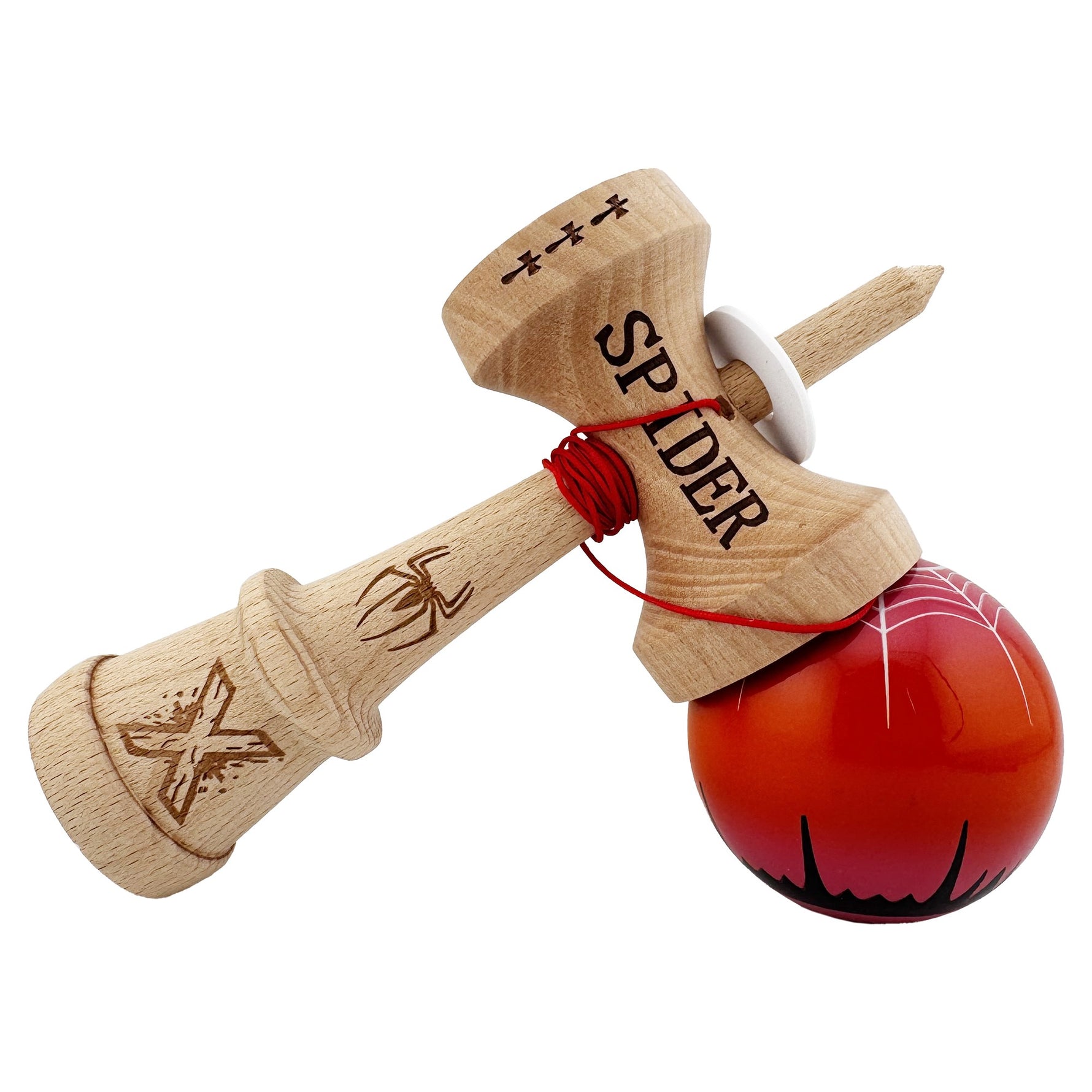 Kendama X Originala, Profesionala, Flippy, SPIDER KING, Super Sticky cu Cupe Mari KING SIZE V3, Gaura in Baza, Rulment