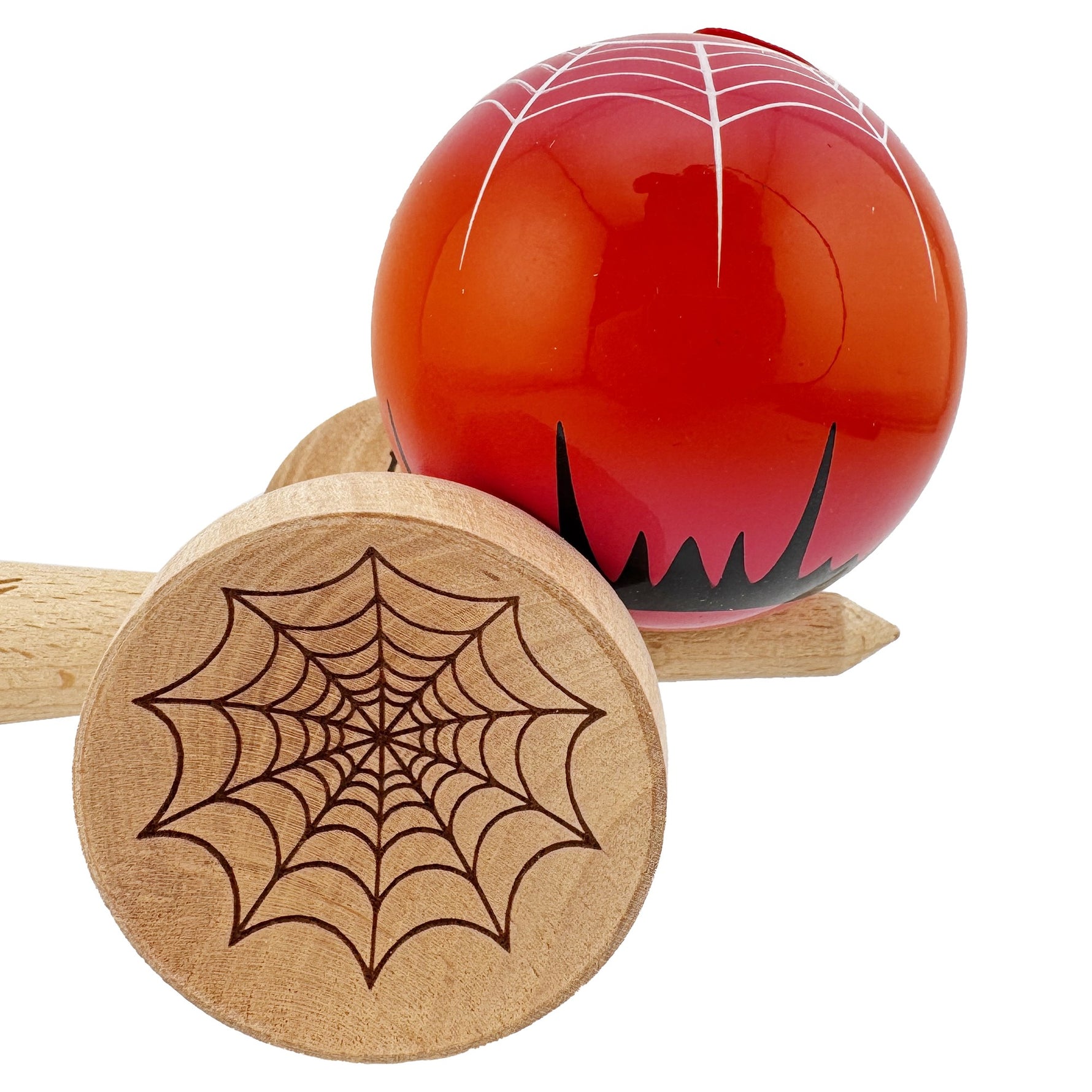 Kendama X Originala, Profesionala, Flippy, SPIDER KING, Super Sticky cu Cupe Mari KING SIZE V3, Gaura in Baza, Rulment