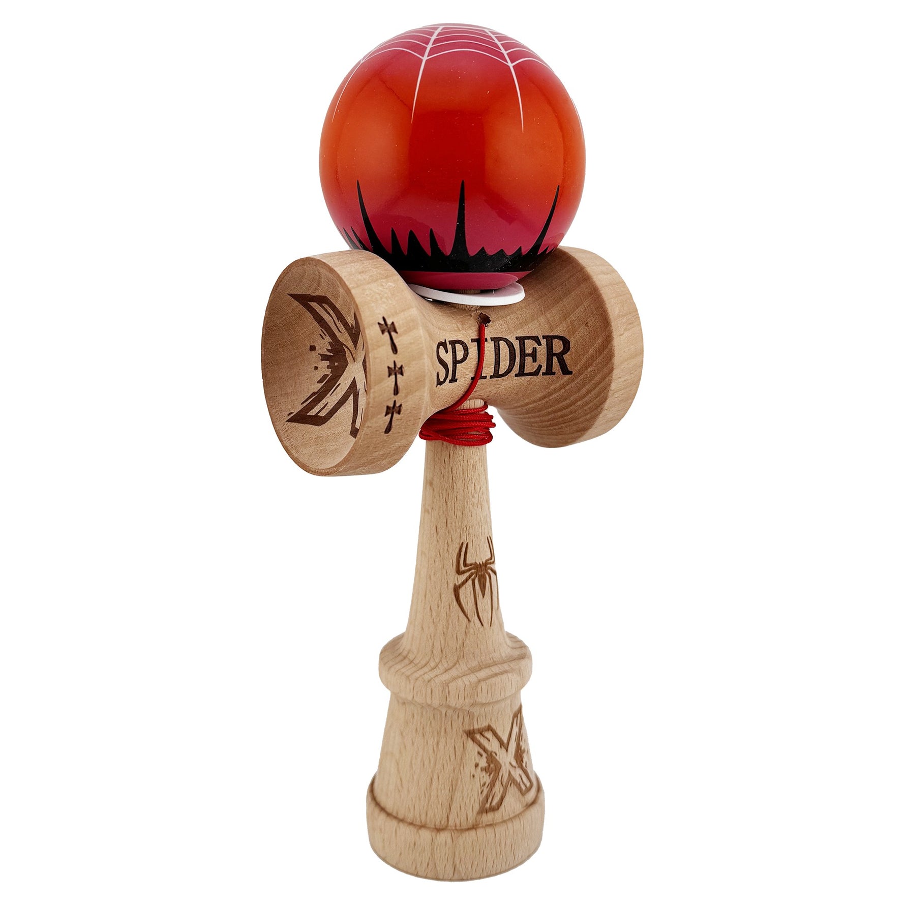 Kendama X Originala, Profesionala, Flippy, SPIDER KING, Super Sticky cu Cupe Mari KING SIZE V3, Gaura in Baza, Rulment
