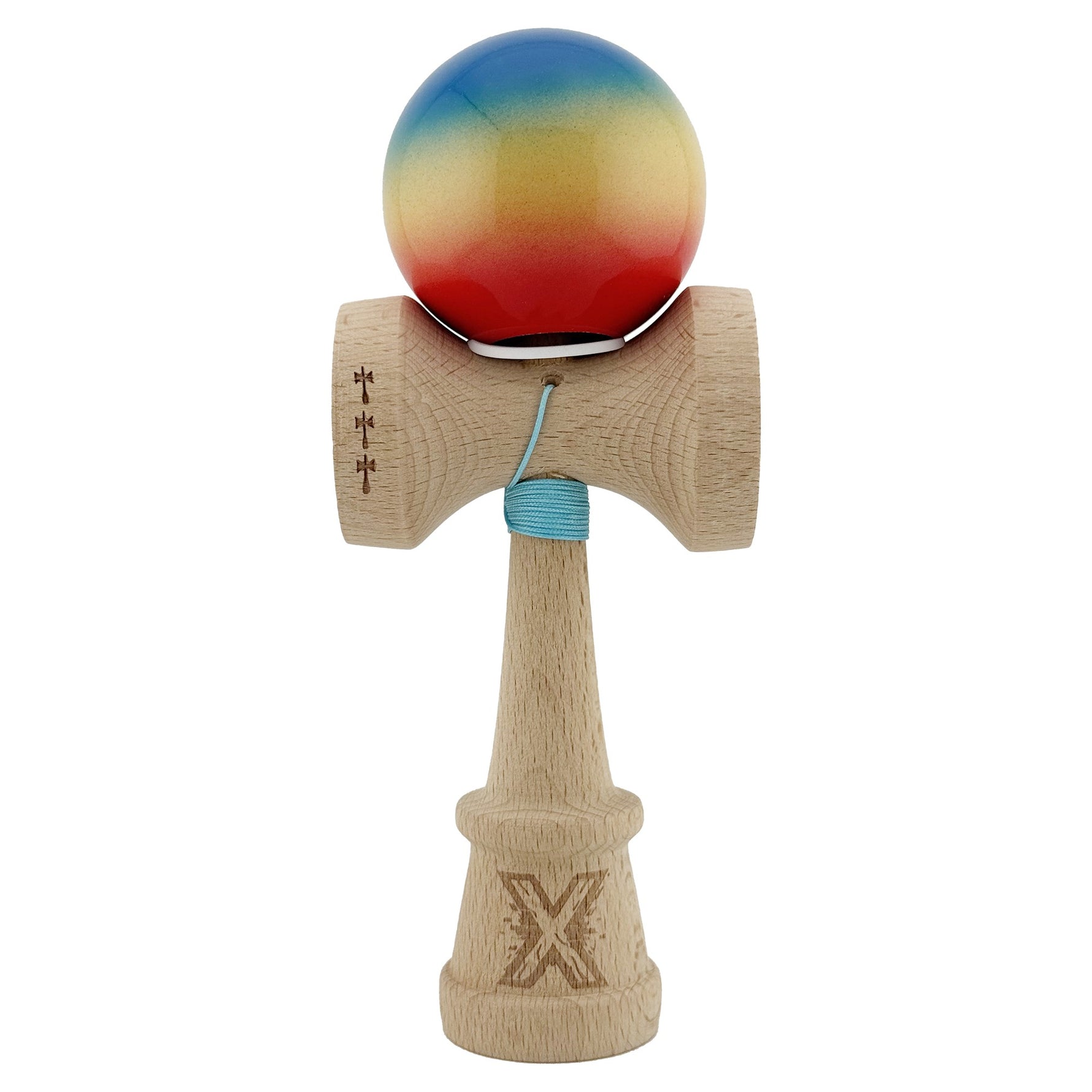 Kendama X Originala, Profesionala, Flippy, Super Sticky cu Cupe Mari KING SIZE V3, Gaura in Baza, Rulment Metalic, din