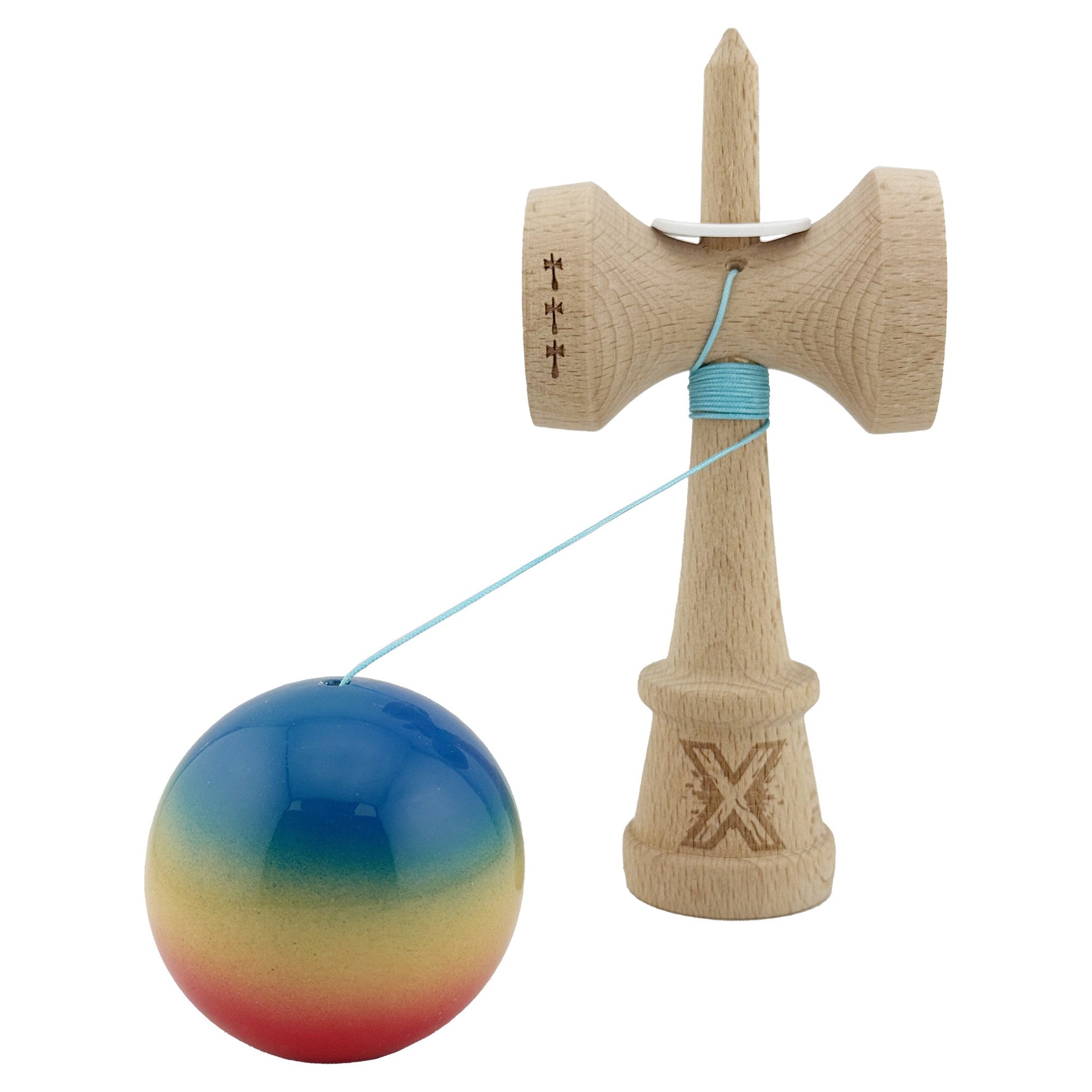 Kendama X Originala, Profesionala, Flippy, Super Sticky cu Cupe Mari KING SIZE V3, Gaura in Baza, Rulment Metalic, din