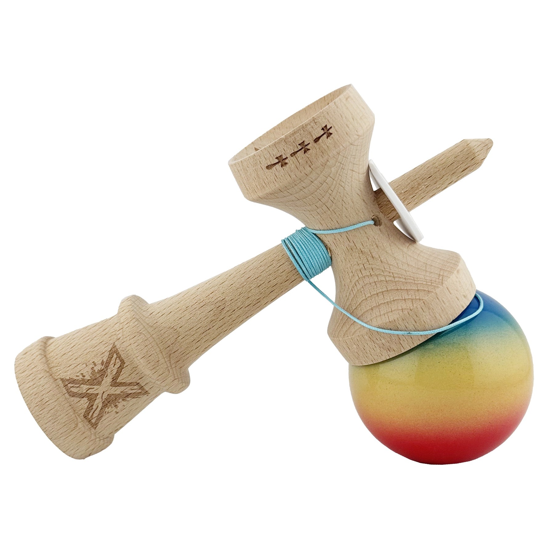 Kendama X Originala, Profesionala, Flippy, Super Sticky cu Cupe Mari KING SIZE V3, Gaura in Baza, Rulment Metalic, din