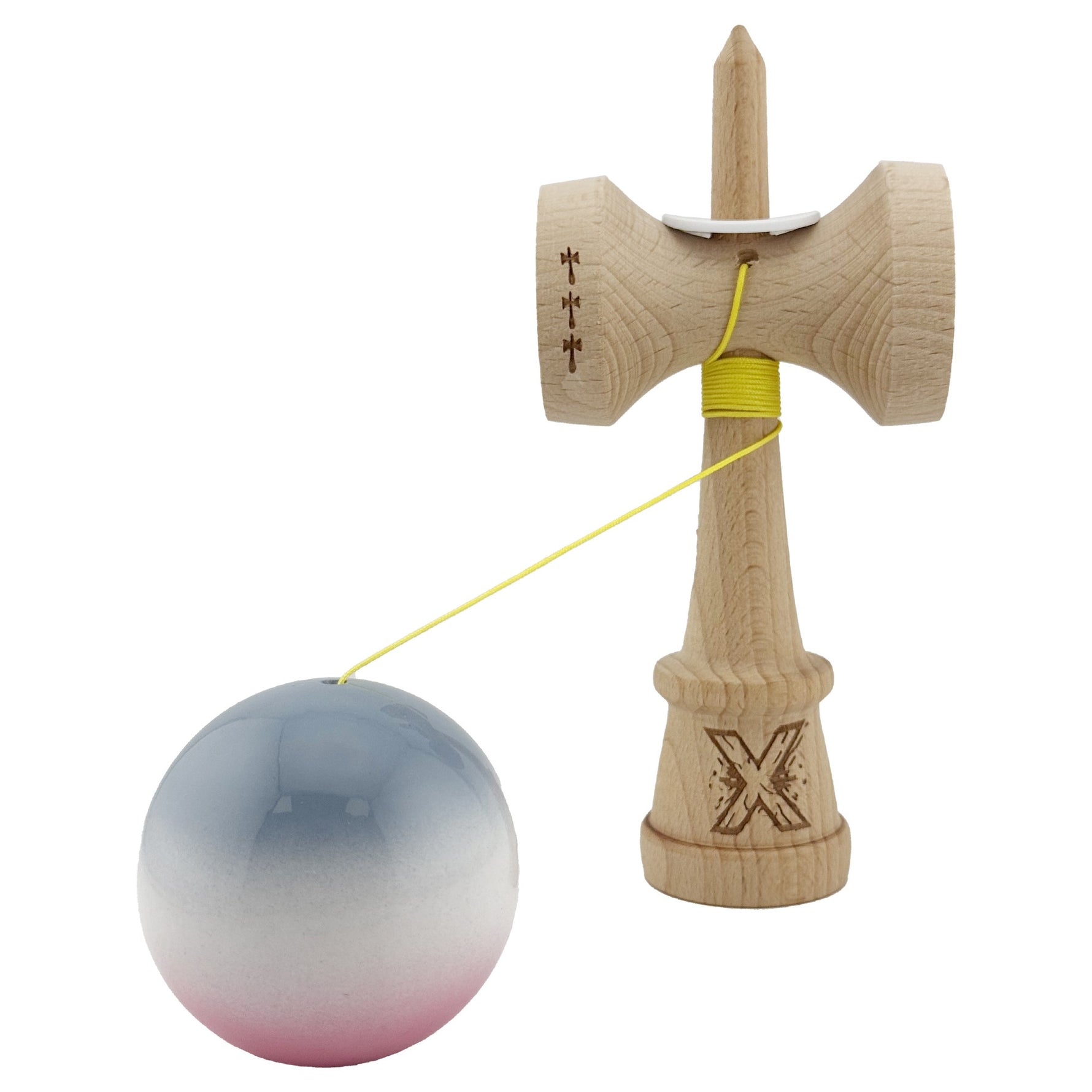 Kendama X Originala, Profesionala, Flippy, Super Sticky cu Cupe Mari KING SIZE V3, Gaura in Baza, Rulment Metalic, din