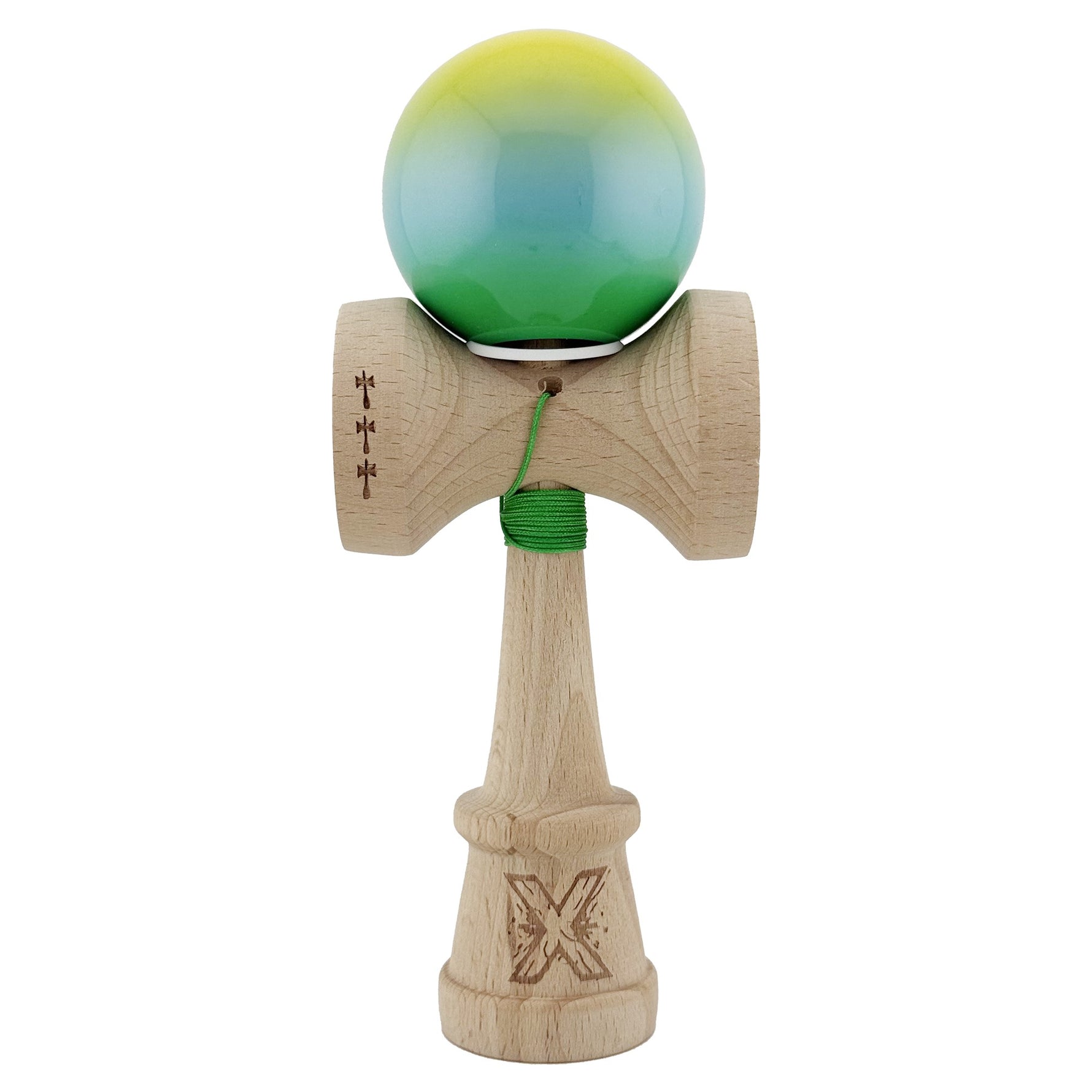 Kendama X Originala, Profesionala, Flippy, Super Sticky cu Cupe Mari KING SIZE V3, Gaura in Baza, Rulment Metalic, din
