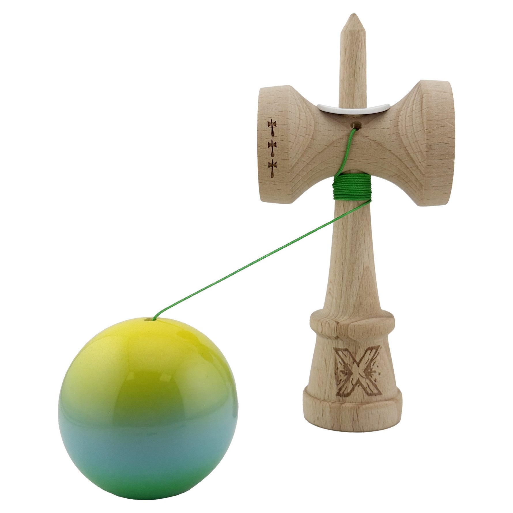 Kendama X Originala, Profesionala, Flippy, Super Sticky cu Cupe Mari KING SIZE V3, Gaura in Baza, Rulment Metalic, din