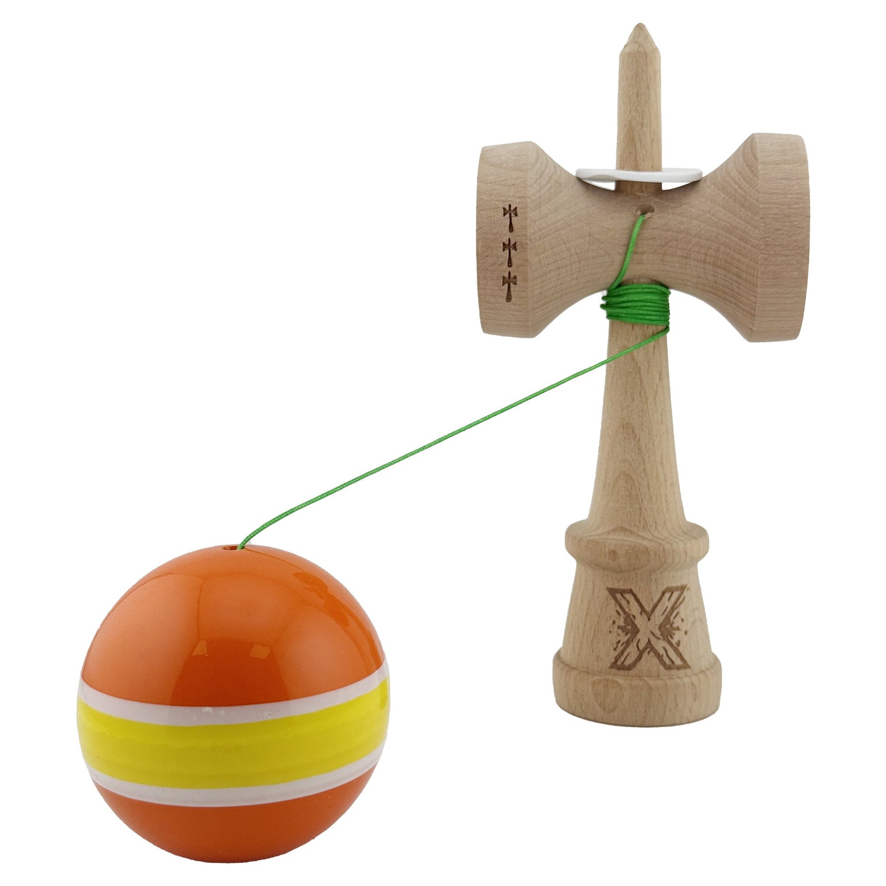 Kendama X Originala, Profesionala, Flippy, Super Sticky cu Cupe Mari KING SIZE V3, Gaura in Baza, Rulment Metalic, din