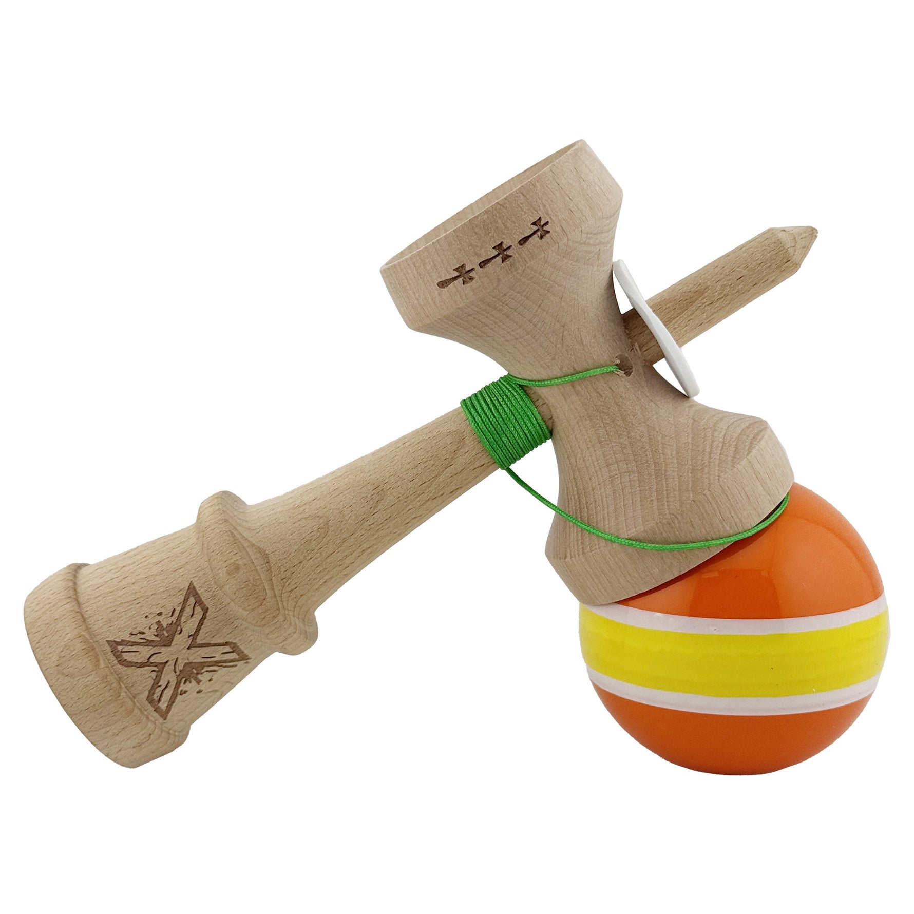 Kendama X Originala, Profesionala, Flippy, Super Sticky cu Cupe Mari KING SIZE V3, Gaura in Baza, Rulment Metalic, din
