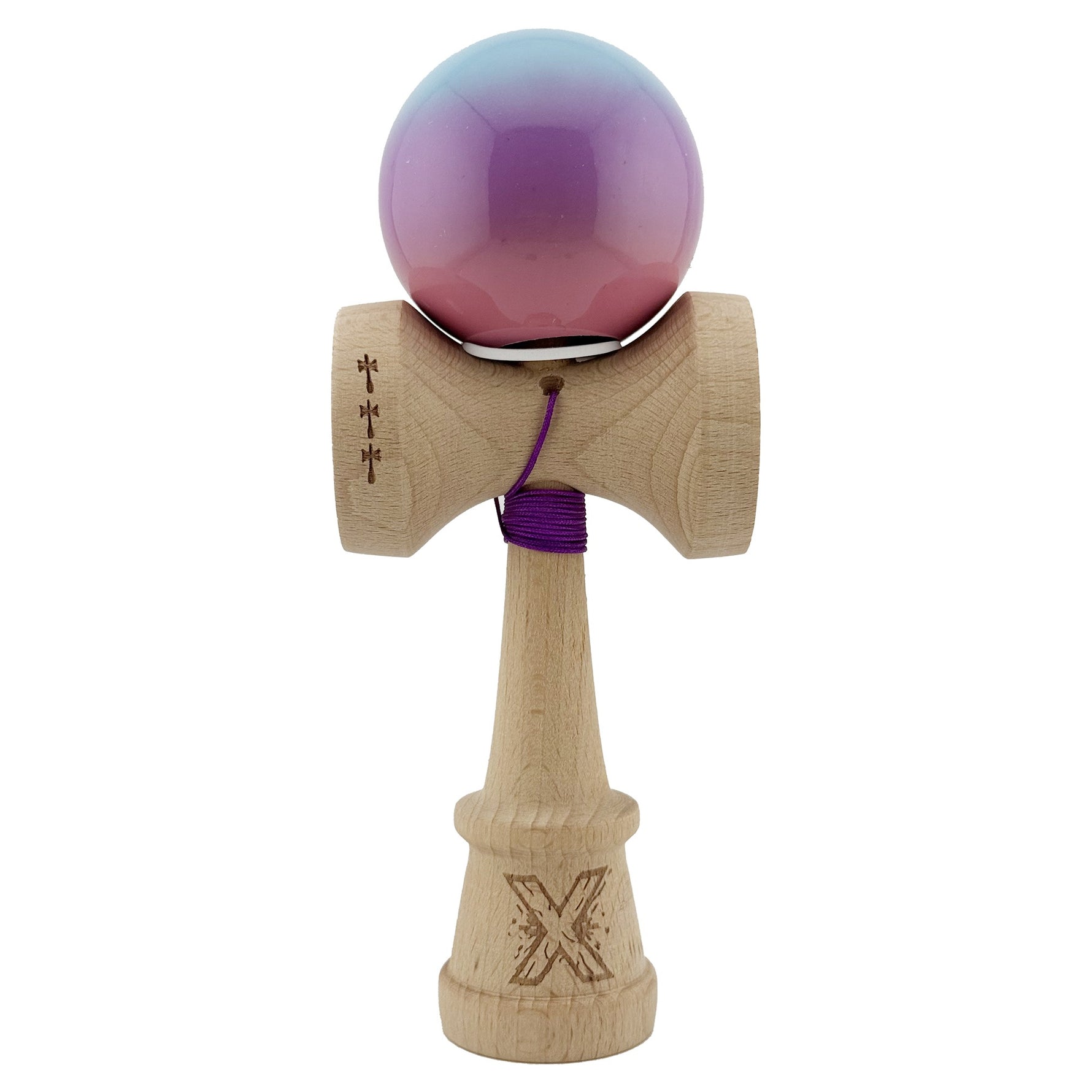 Kendama X Originala, Profesionala, Flippy, Super Sticky cu Cupe Mari KING SIZE V3, Gaura in Baza, Rulment Metalic, din
