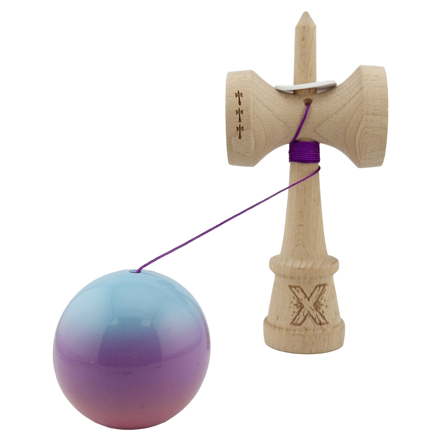 Kendama X Originala, Profesionala, Flippy, Super Sticky cu Cupe Mari KING SIZE V3, Gaura in Baza, Rulment Metalic, din