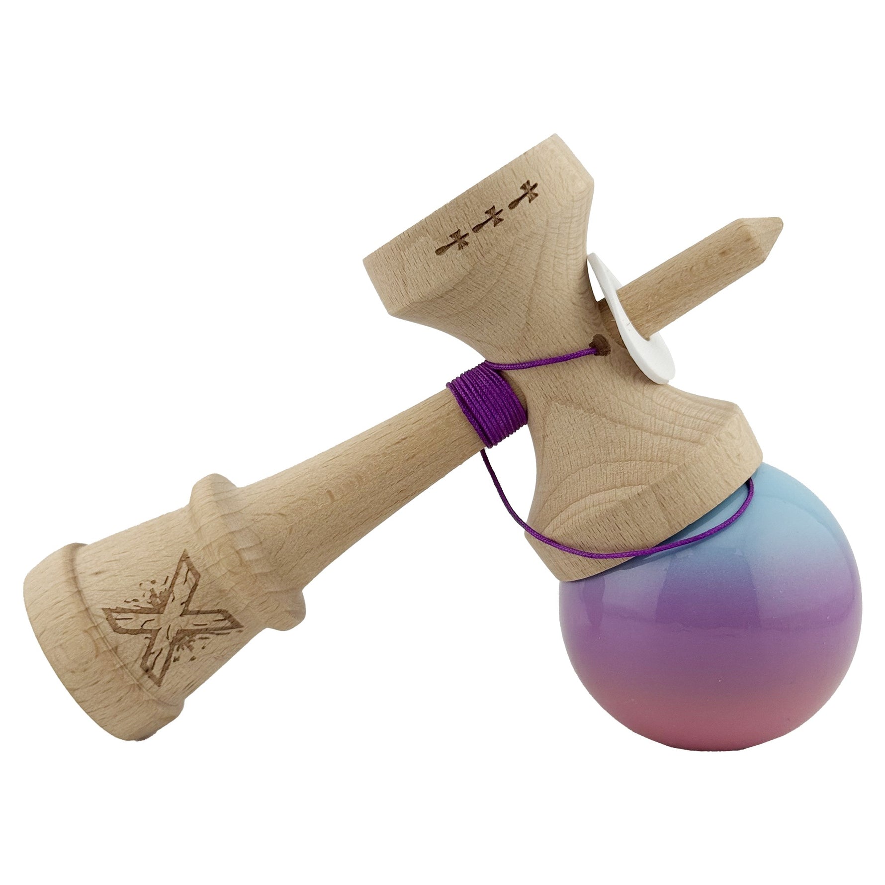 Kendama X Originala, Profesionala, Flippy, Super Sticky cu Cupe Mari KING SIZE V3, Gaura in Baza, Rulment Metalic, din