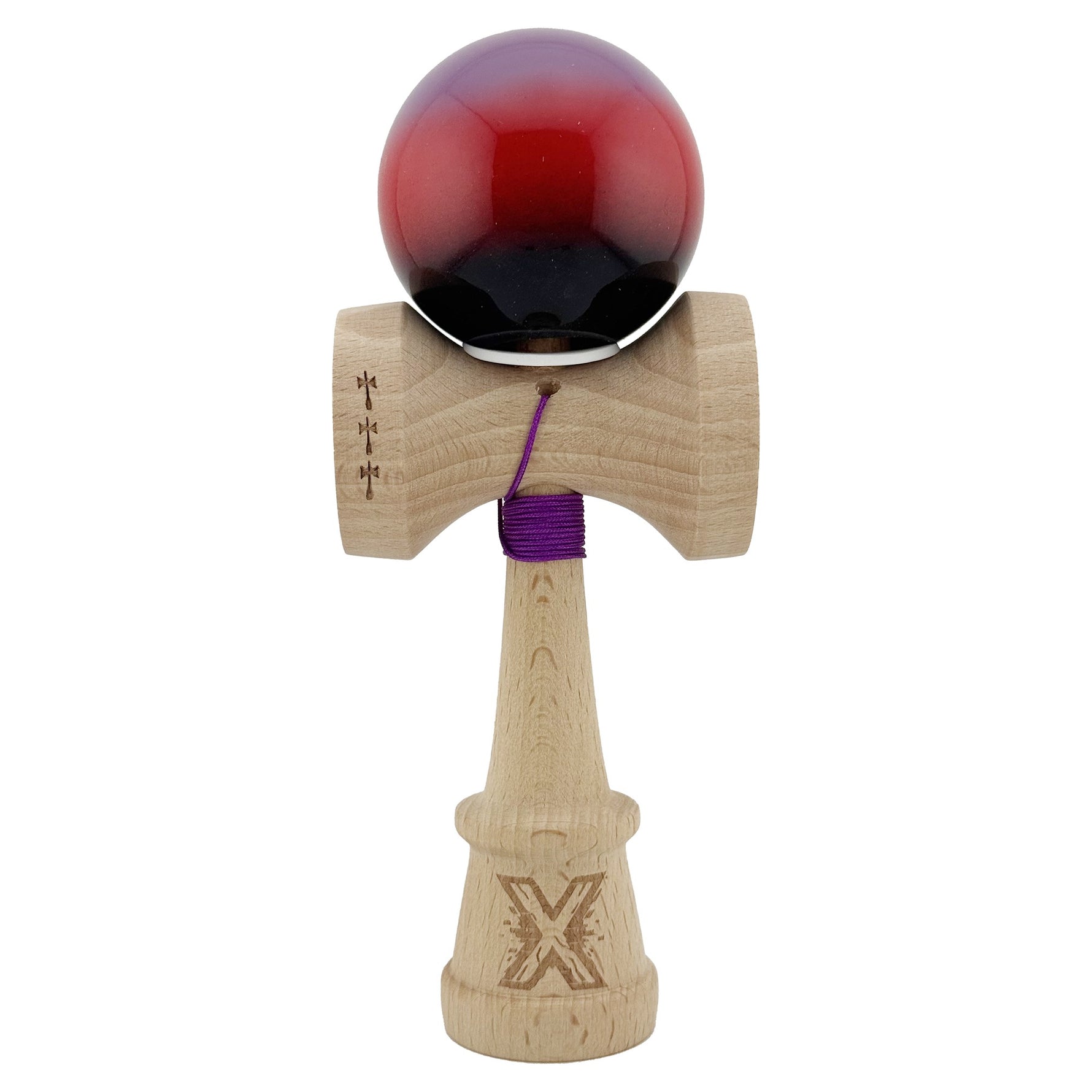 Kendama X Originala, Profesionala, Flippy, Super Sticky cu Cupe Mari KING SIZE V3, Gaura in Baza, Rulment Metalic, din