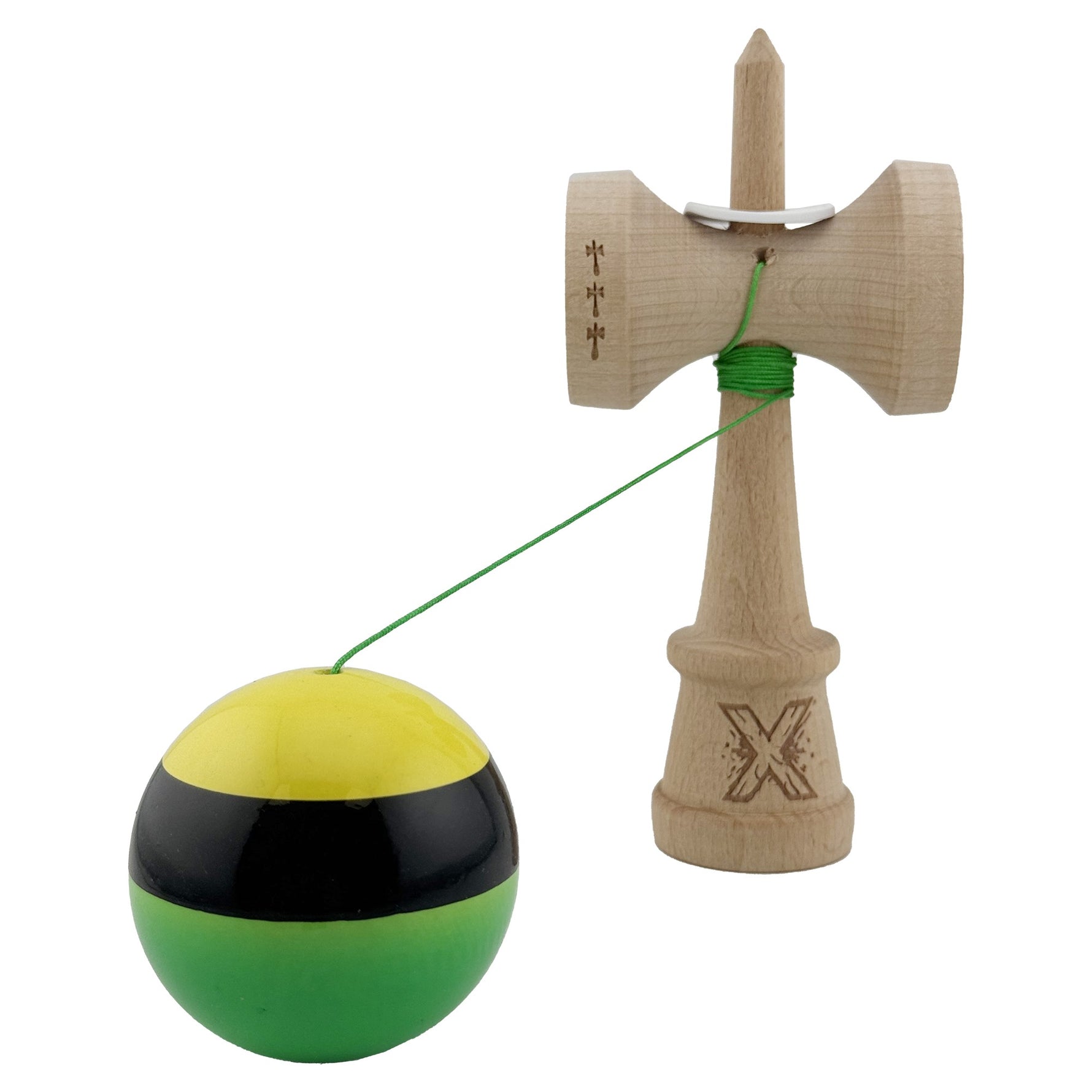 Kendama X Originala, Profesionala, Flippy, Super Sticky cu Cupe Mari KING SIZE V3, Gaura in Baza, Rulment Metalic, din