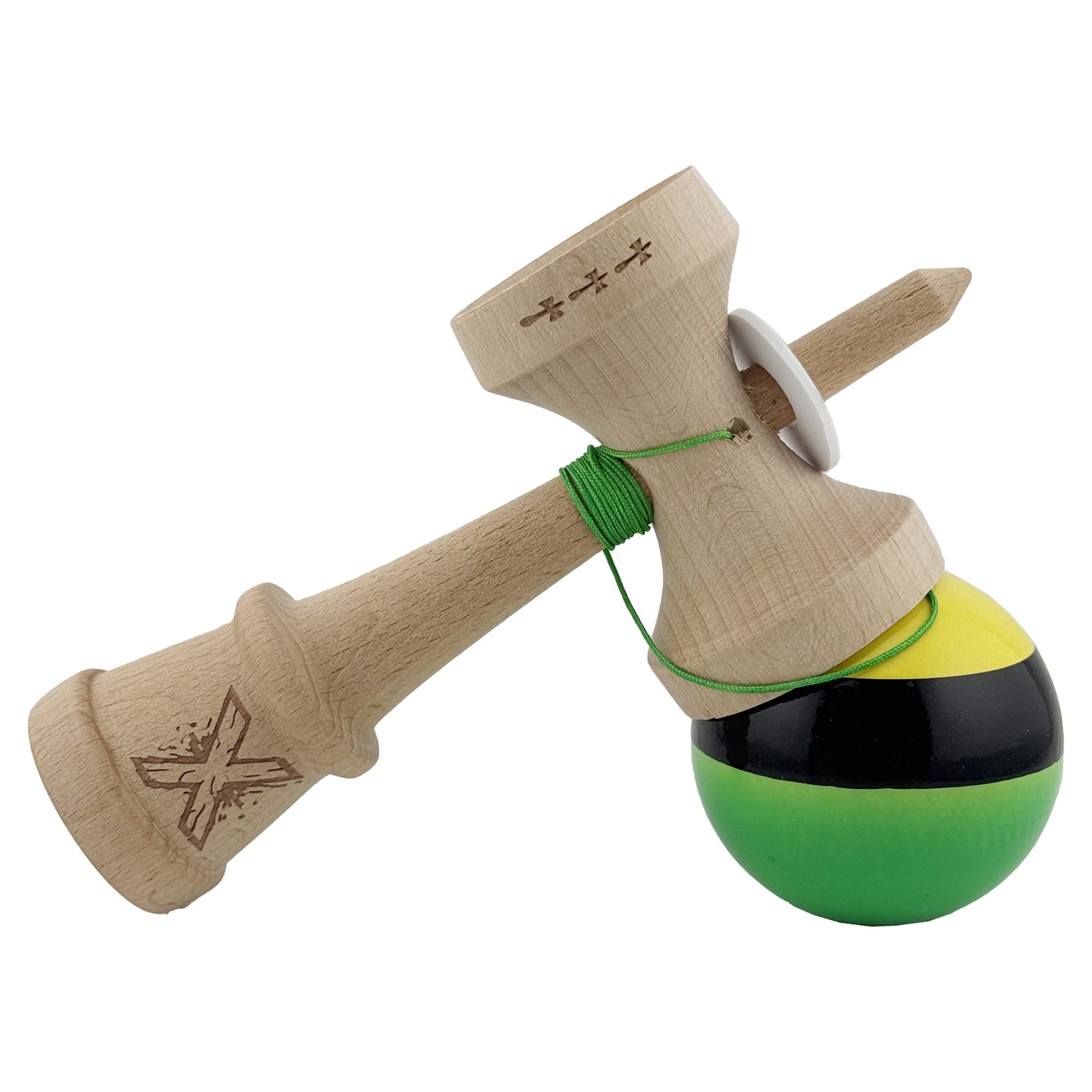 Kendama X Originala, Profesionala, Flippy, Super Sticky cu Cupe Mari KING SIZE V3, Gaura in Baza, Rulment Metalic, din