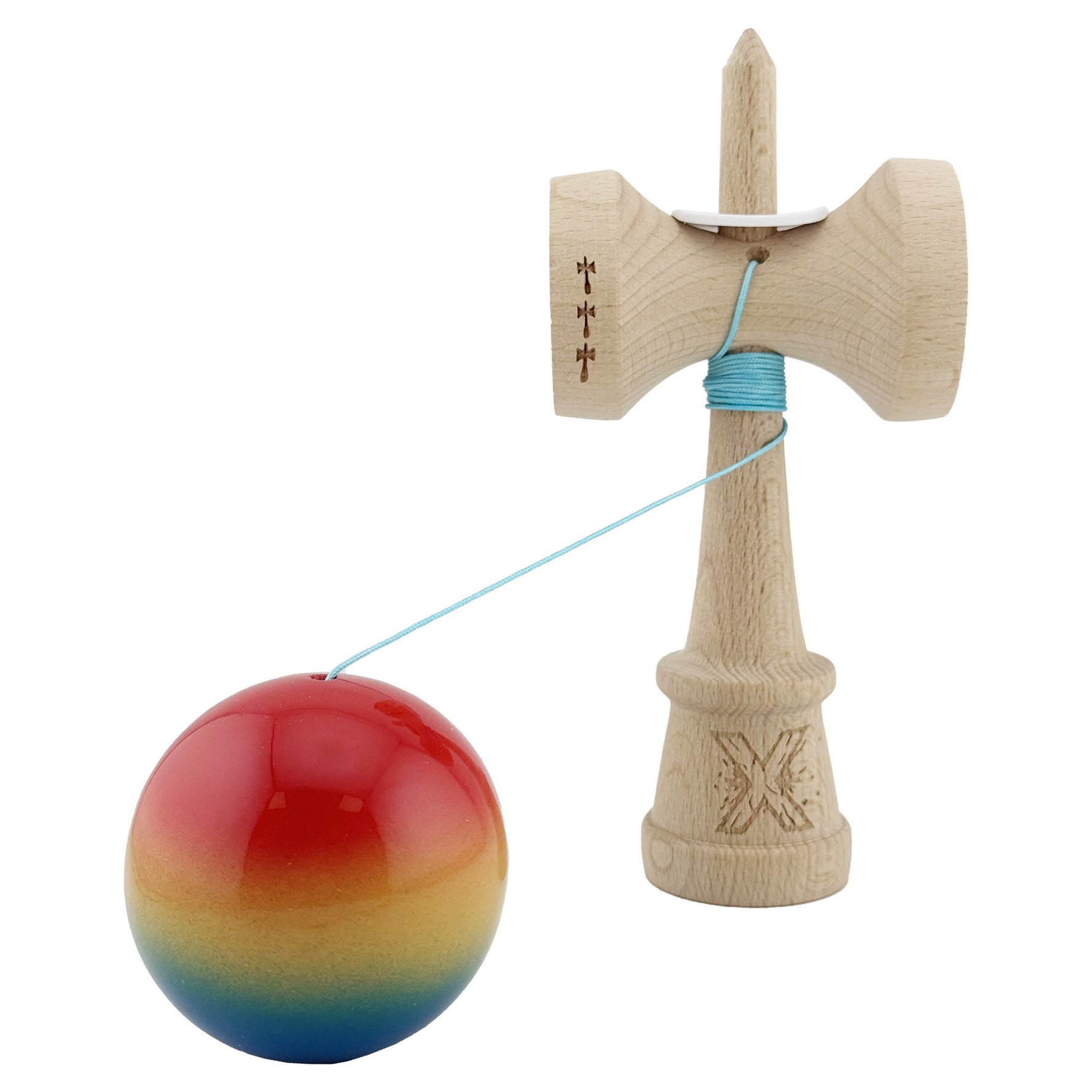 Kendama X Originala, Profesionala, Flippy, Super Sticky cu Cupe Mari KING SIZE V3, Gaura in Baza, Rulment Metalic, din