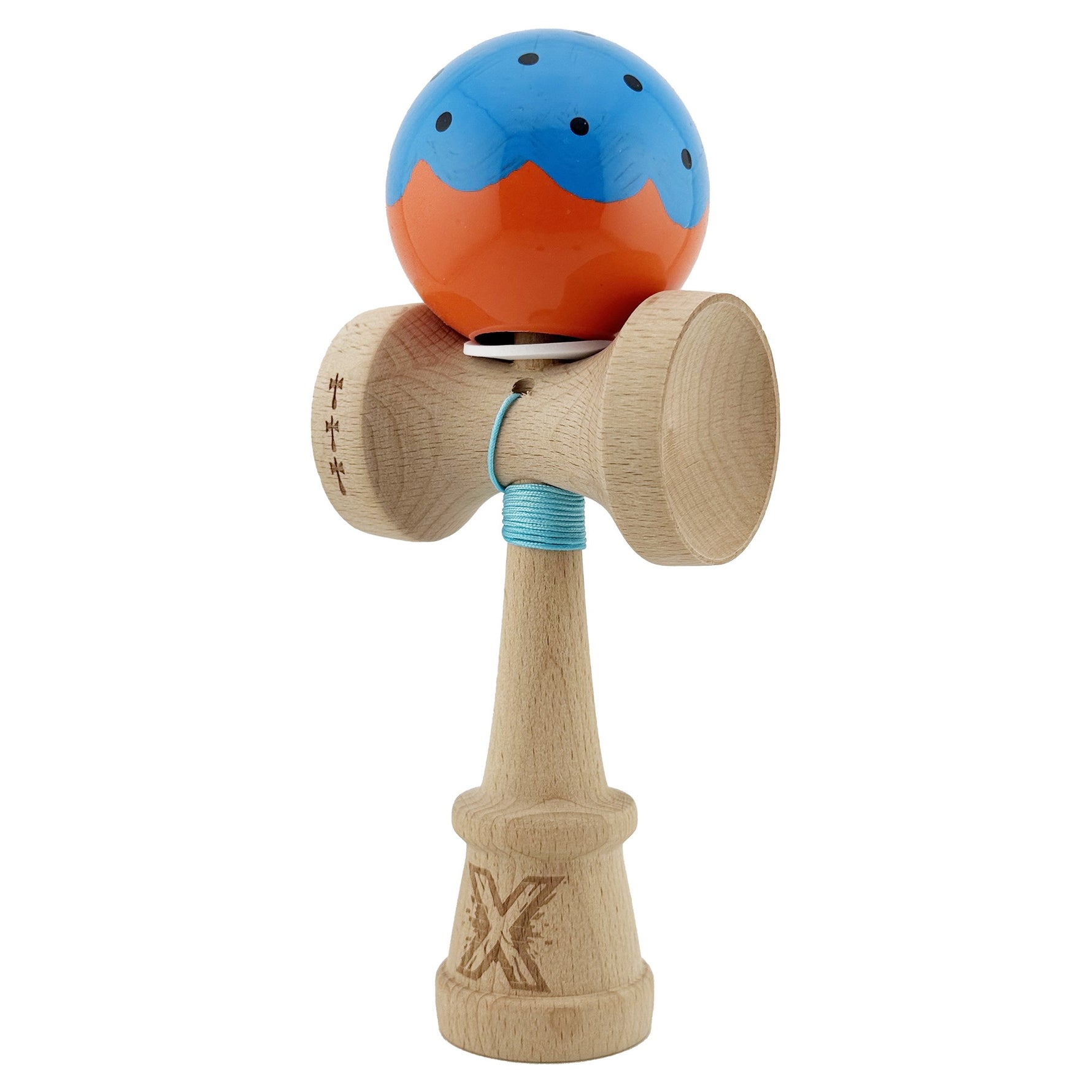 Kendama X Originala, Profesionala, Flippy, Super Sticky cu Cupe Mari KING SIZE V3, Gaura in Baza, Rulment Metalic, din
