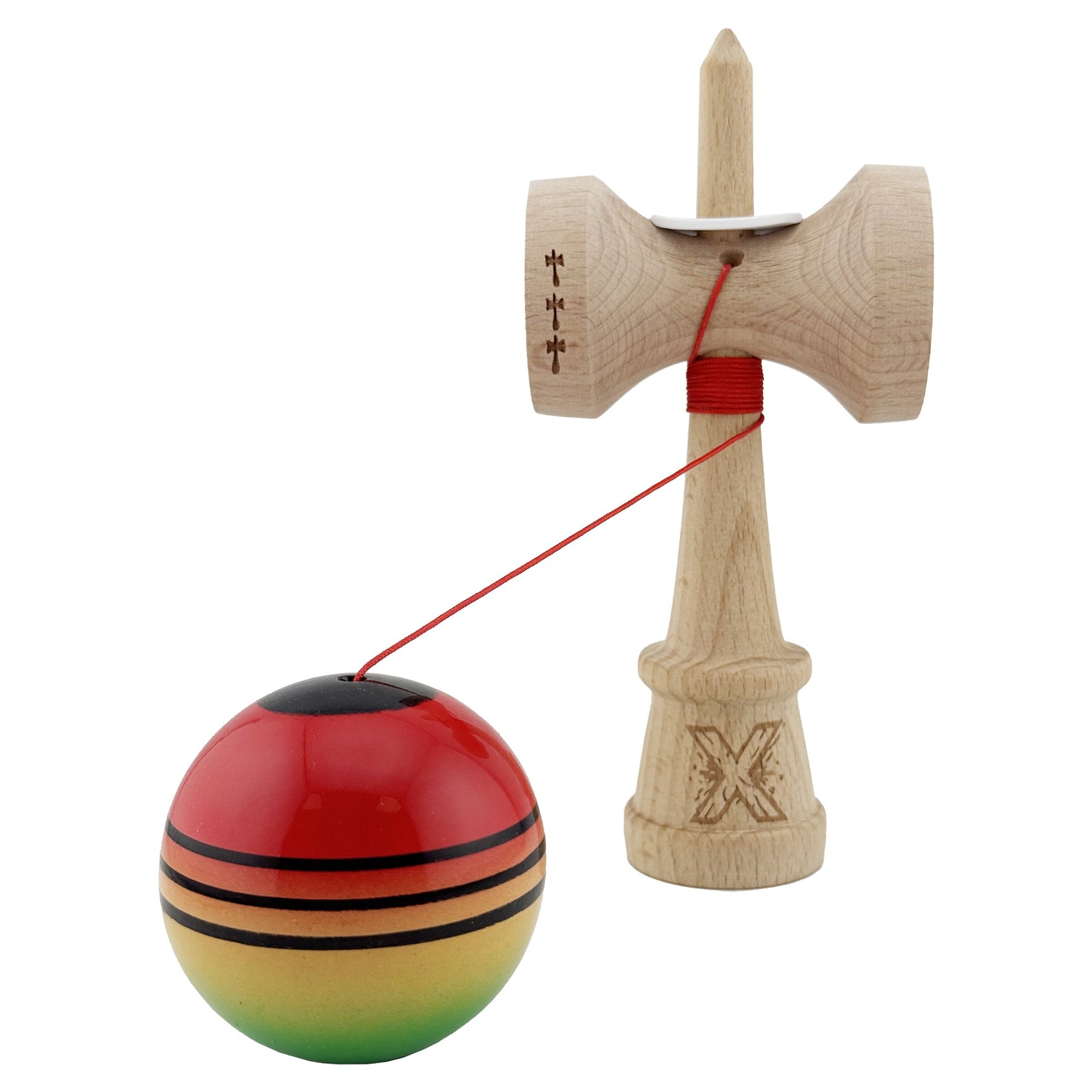 Kendama X Originala, Profesionala, Flippy, Super Sticky cu Cupe Mari KING SIZE V3, Gaura in Baza, Rulment Metalic, din