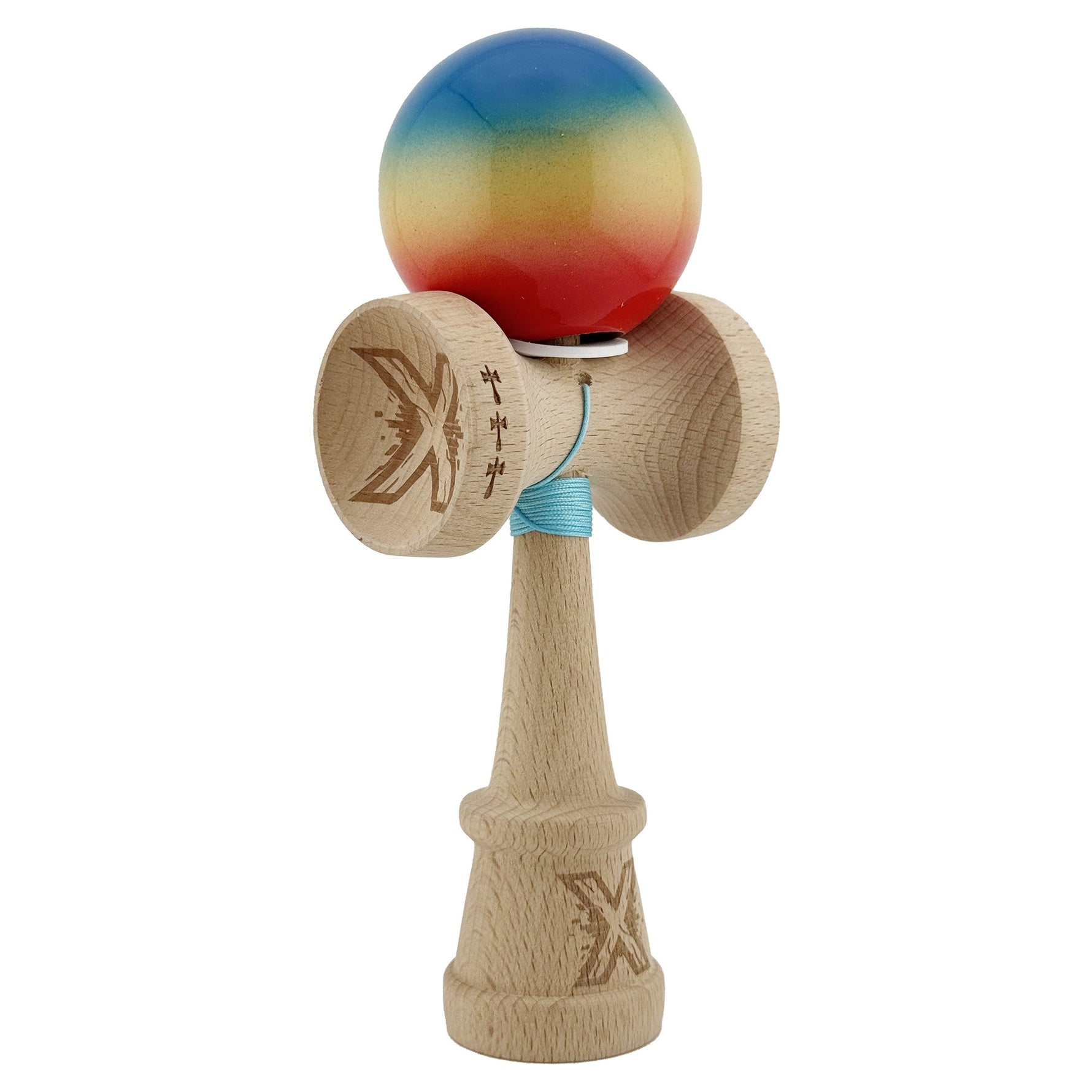 Kendama X Originala, Profesionala, Flippy, Super Sticky cu Cupe Mari KING SIZE V3, Gaura in Baza, Rulment Metalic, din