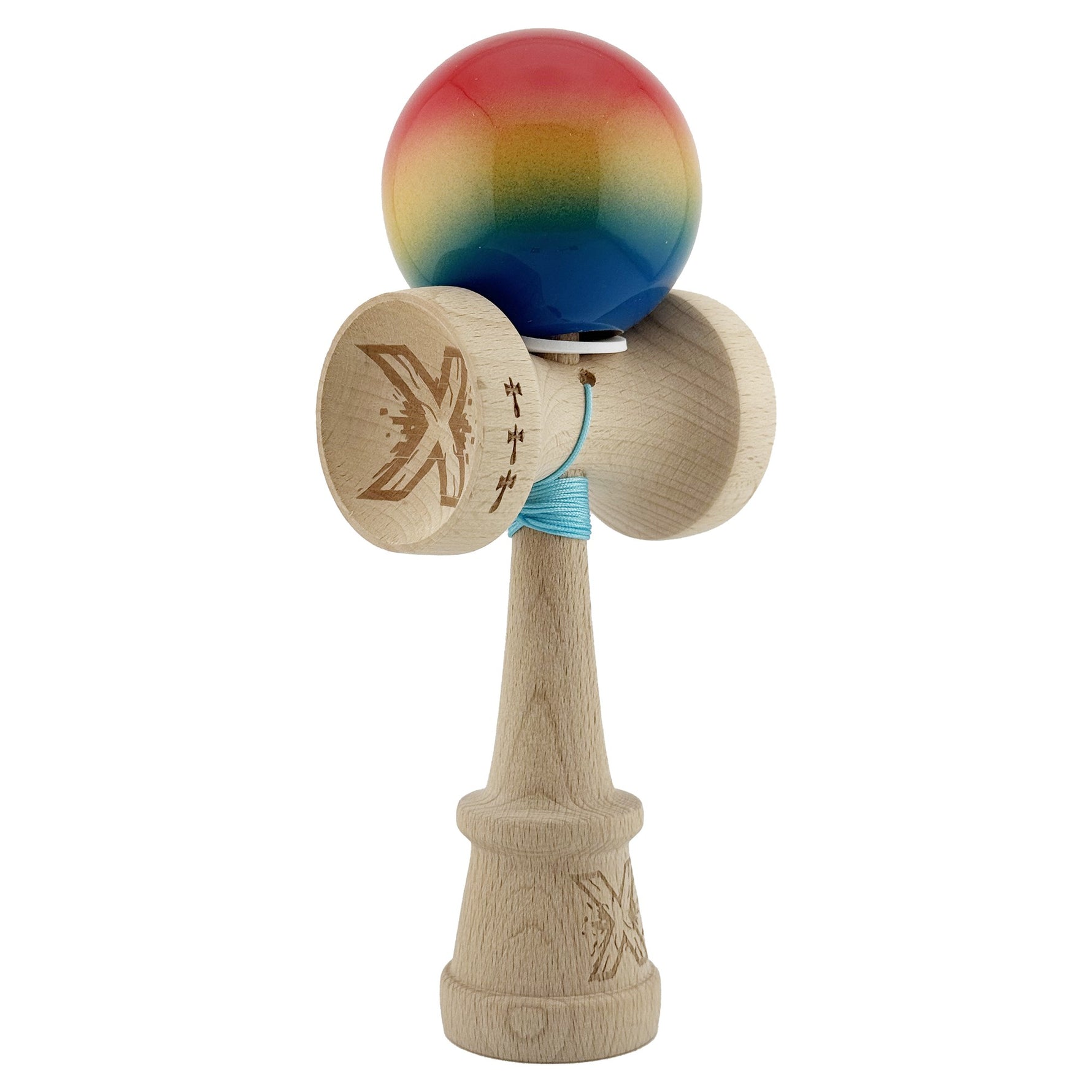 Kendama X Originala, Profesionala, Flippy, Super Sticky cu Cupe Mari KING SIZE V3, Gaura in Baza, Rulment Metalic, din