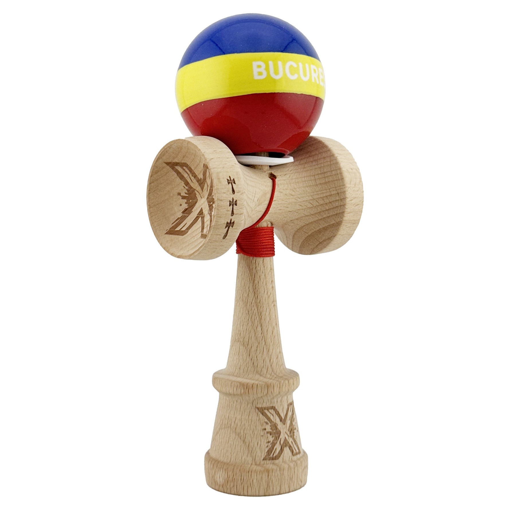 Kendama X Originala, Profesionala, Flippy, Tricolor Edition BUCURESTI, Super Sticky cu Cupe Mari KING SIZE V3, Rulment