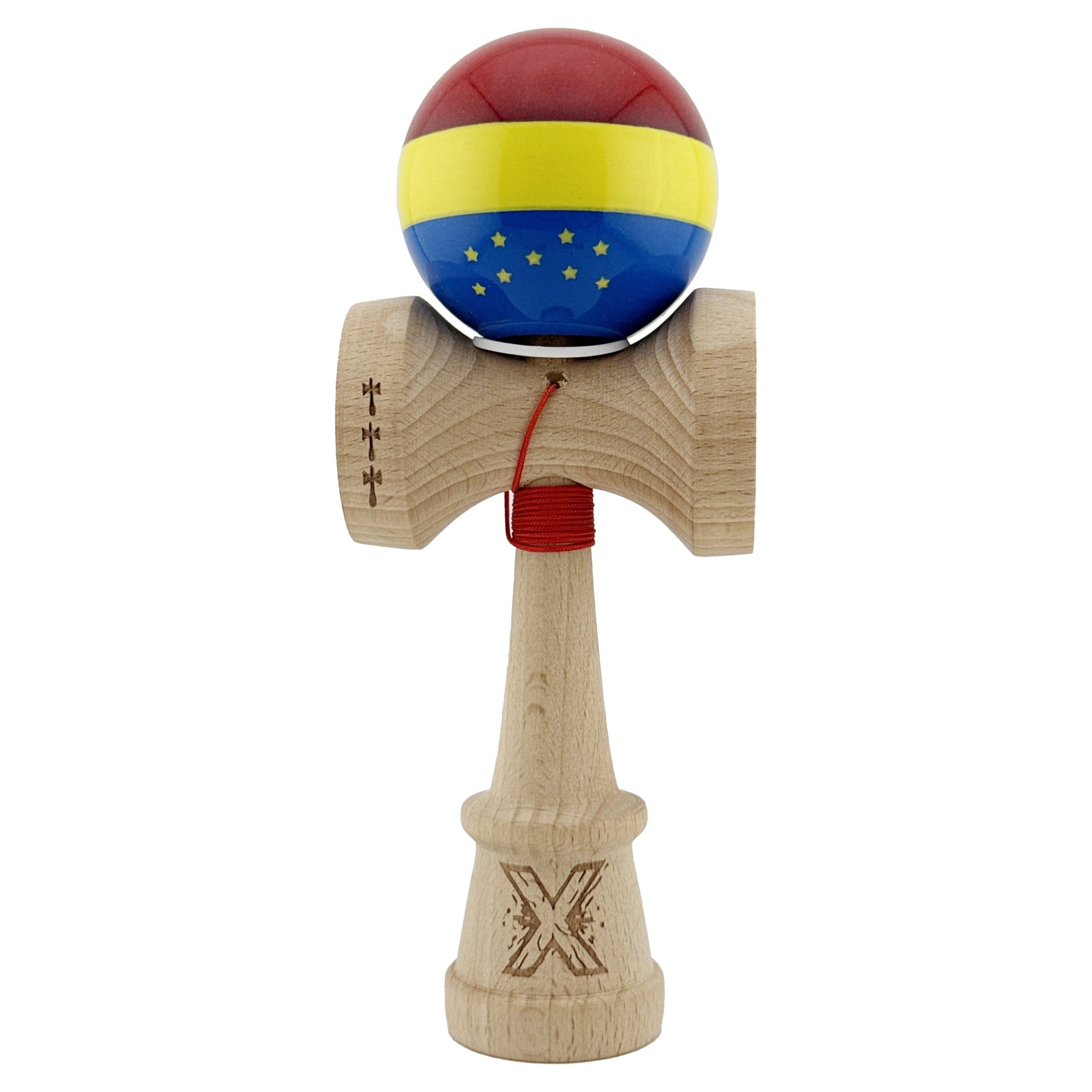 Kendama X Originala, Profesionala, Flippy, Tricolor Edition cu Stele, Super Sticky cu Cupe Mari KING SIZE V3, Rulment
