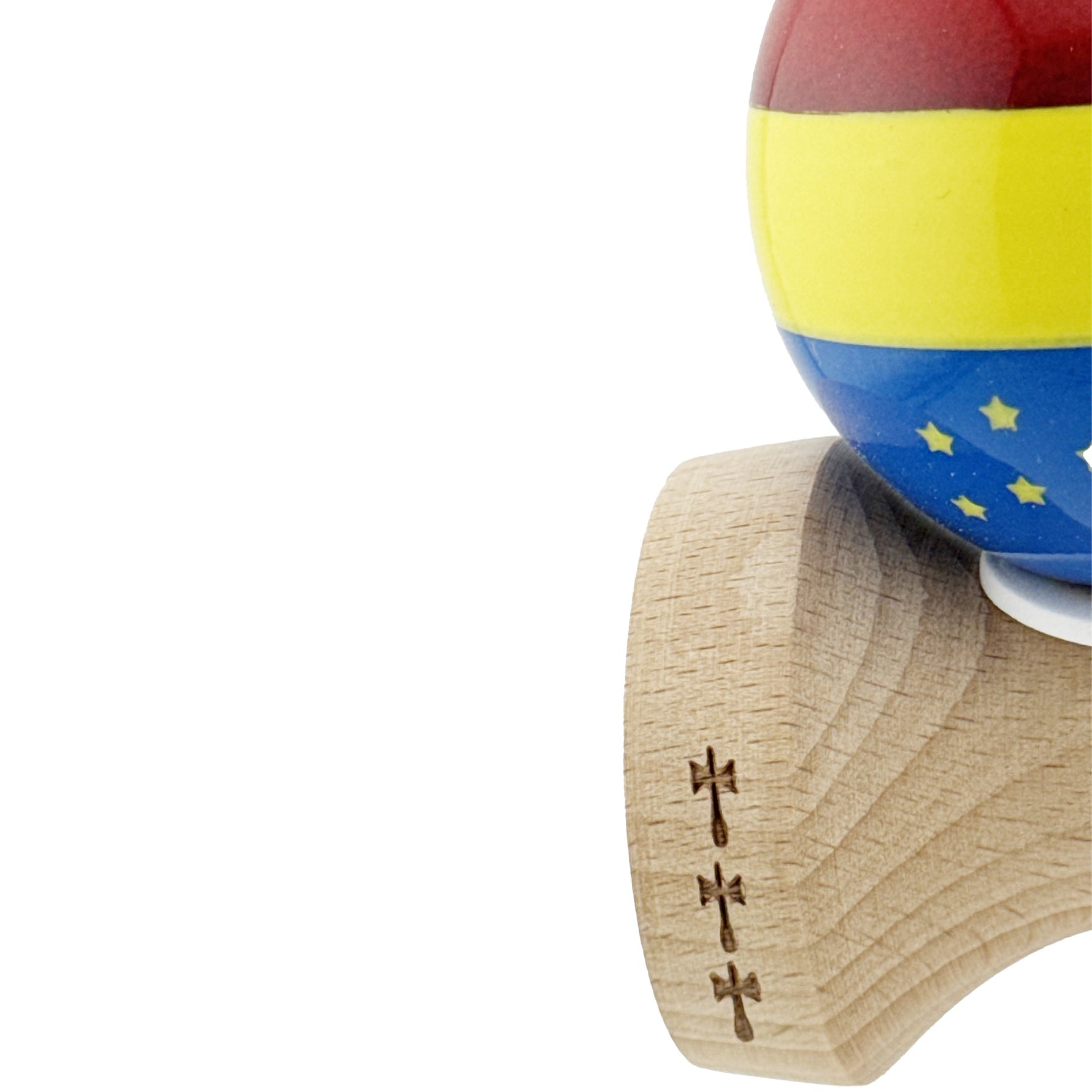 Kendama X Originala, Profesionala, Flippy, Tricolor Edition cu Stele, Super Sticky cu Cupe Mari KING SIZE V3, Rulment