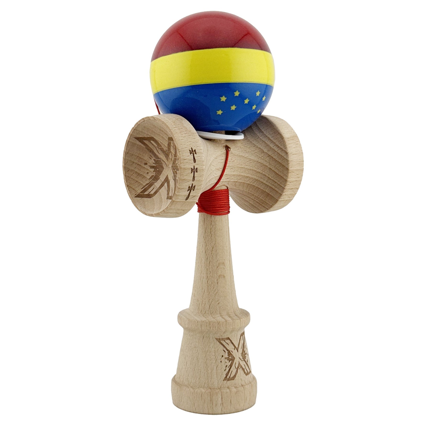 Kendama X Originala, Profesionala, Flippy, Tricolor Edition cu Stele, Super Sticky cu Cupe Mari KING SIZE V3, Rulment