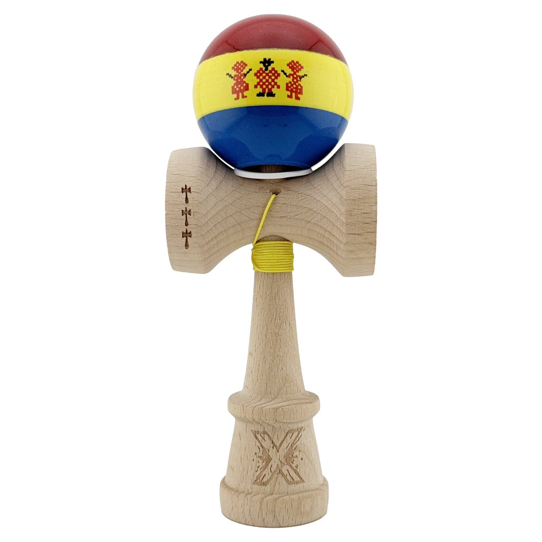 Kendama X Originala, Profesionala, Flippy, Tricolor Edition Stil Romanesc, Super Sticky cu Cupe Mari KING SIZE V3,