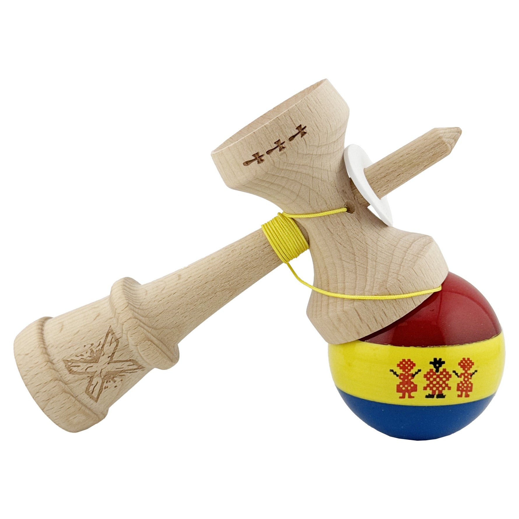 Kendama X Originala, Profesionala, Flippy, Tricolor Edition Stil Romanesc, Super Sticky cu Cupe Mari KING SIZE V3,