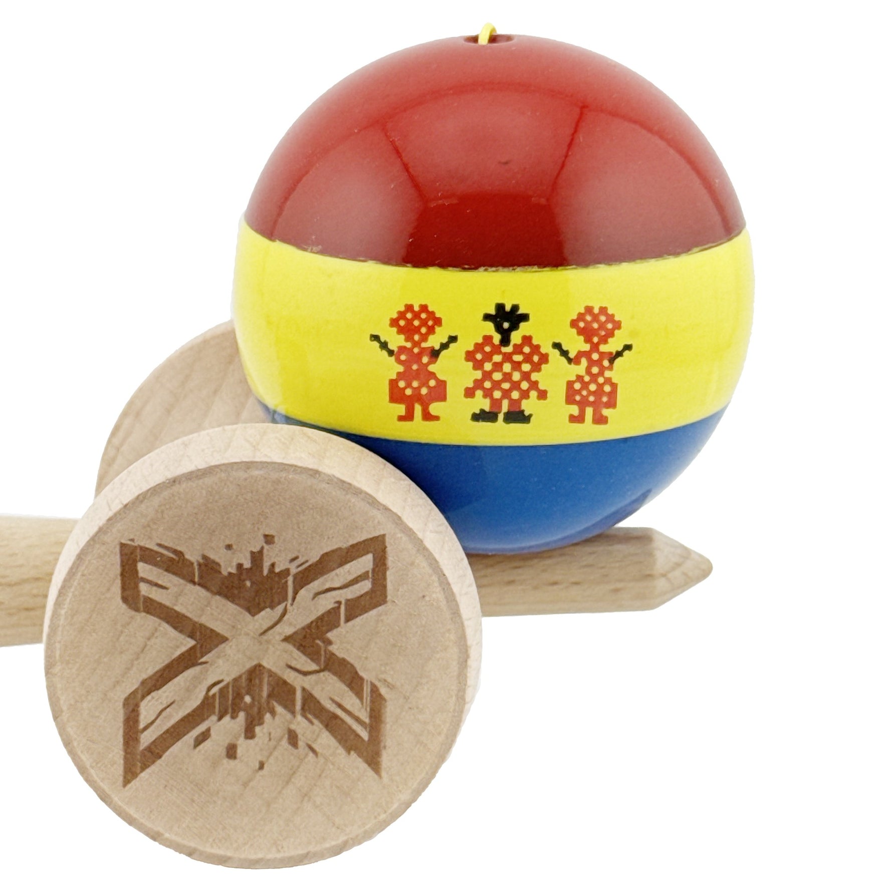 Kendama X Originala, Profesionala, Flippy, Tricolor Edition Stil Romanesc, Super Sticky cu Cupe Mari KING SIZE V3,