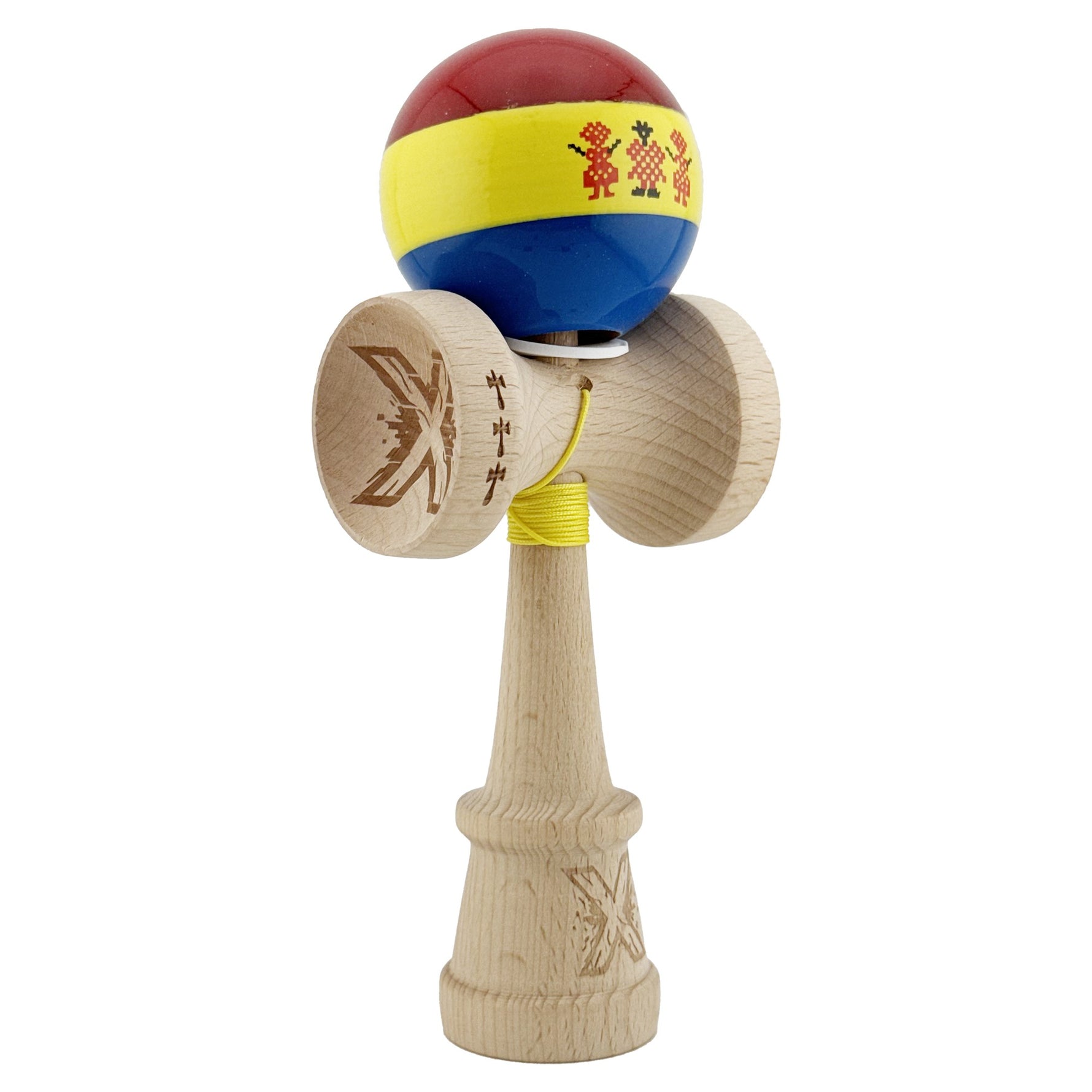 Kendama X Originala, Profesionala, Flippy, Tricolor Edition Stil Romanesc, Super Sticky cu Cupe Mari KING SIZE V3,